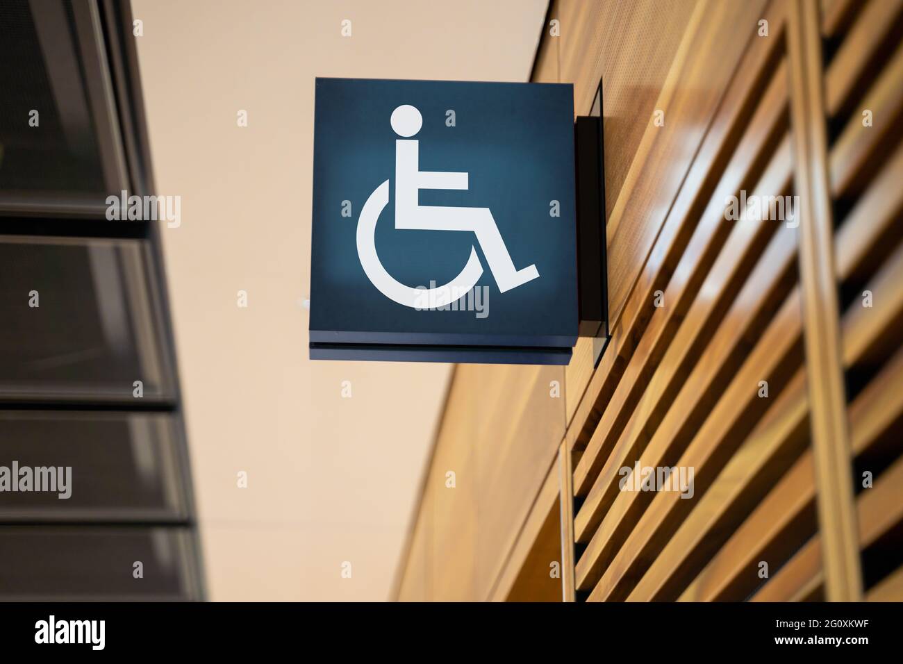 Disabled Or Handicapped Person Public Restroom Sign Stock Photo