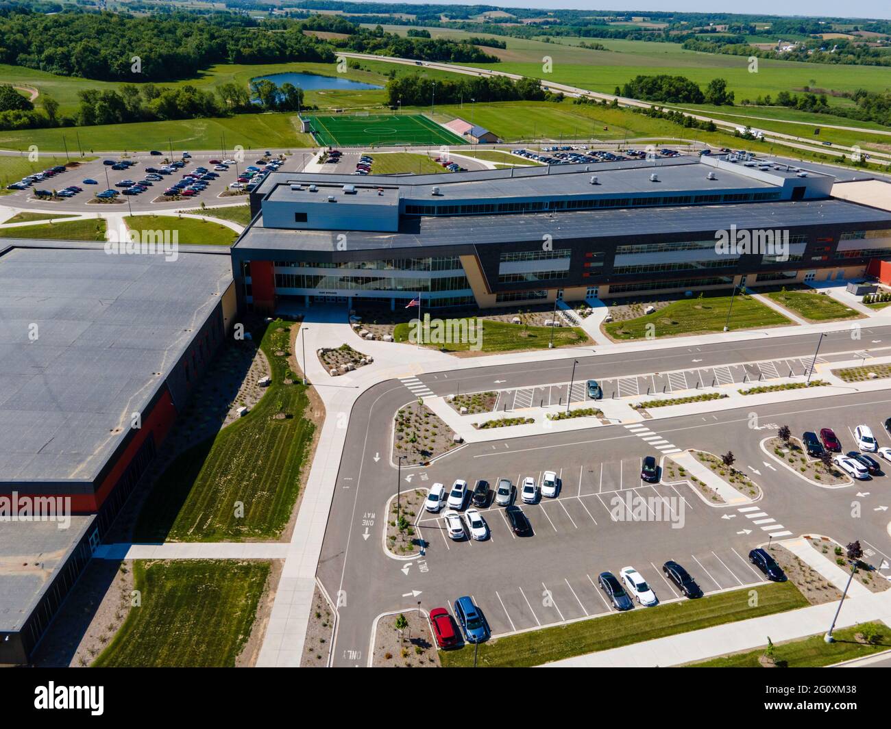 Aerial photograph of the new Verona Area High School; Verona, Wisconsin