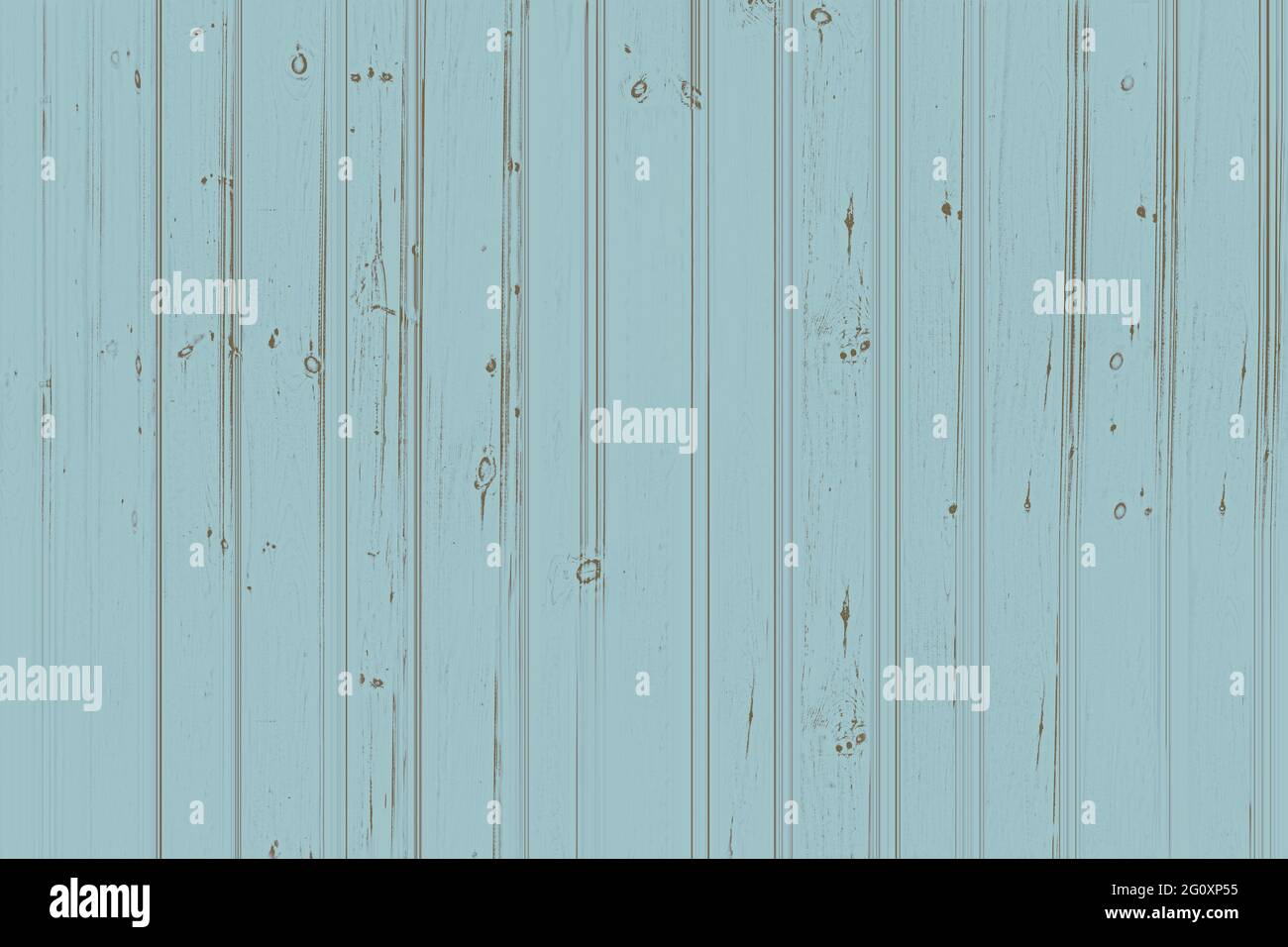 Wood paneling tongue and groove style wall background texture with blue and turquoise wood grain and knots Stock Photo
