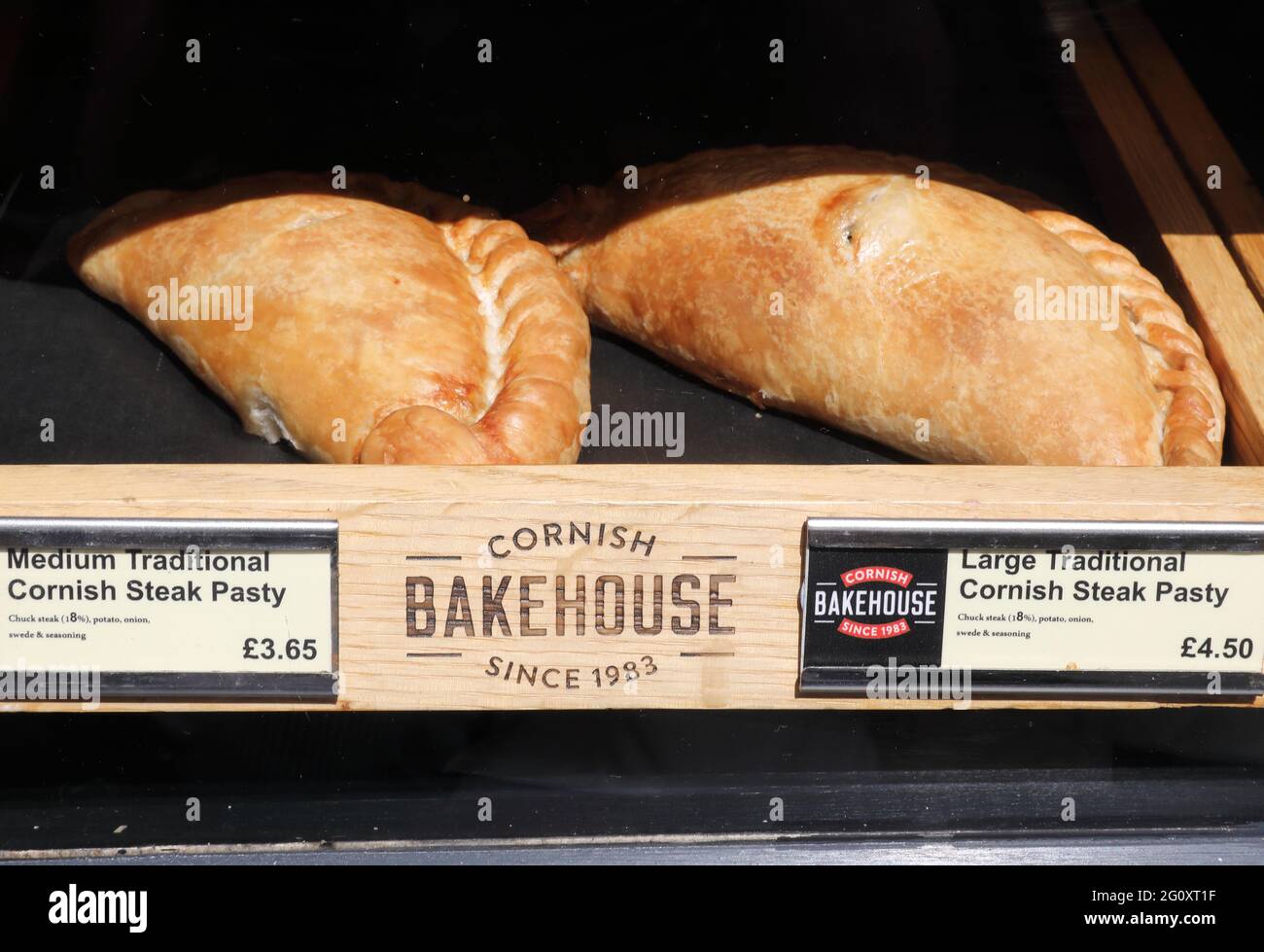 Popular Cornish pasty shop, the Bakehouse, on Fore Street, in St Ives, Cornwall, UK Stock Photo