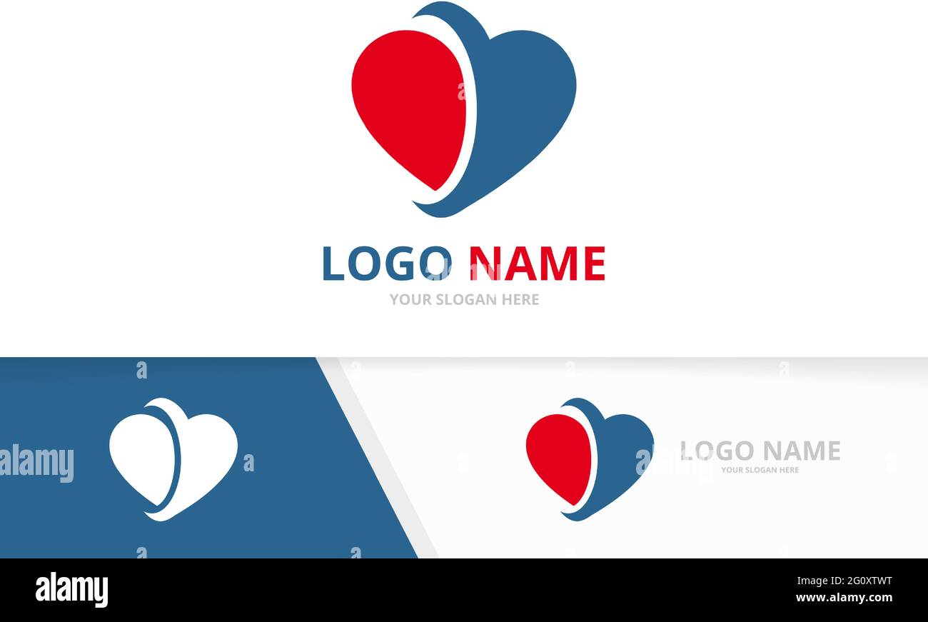 Unique care logotype design template. Vector heart logo combination. Stock Vector