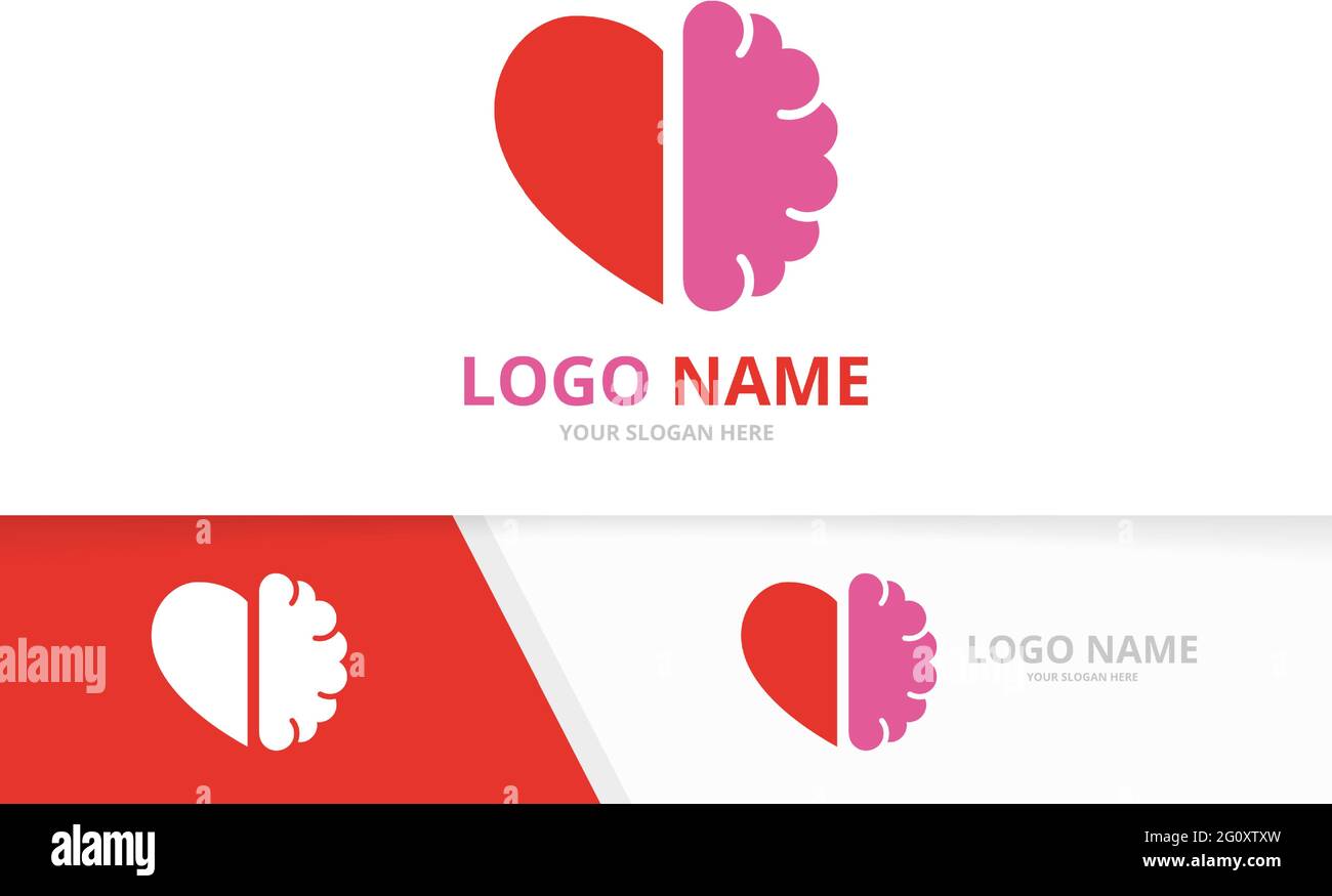 Vector brain and heart logo combination. Urinary tract logotype design template. Stock Vector