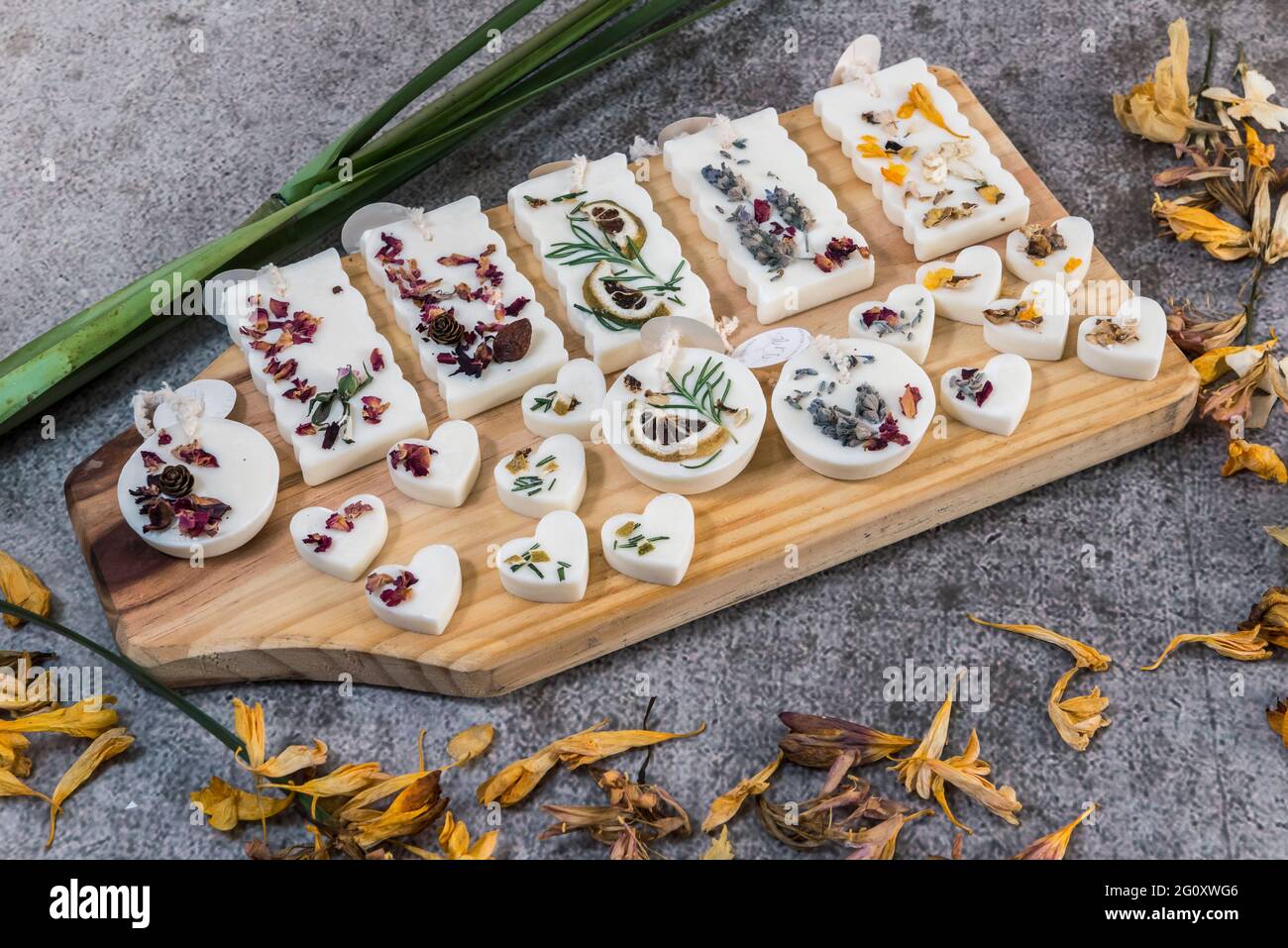 Aromatic candles with jasmine scent Stock Photo Alamy