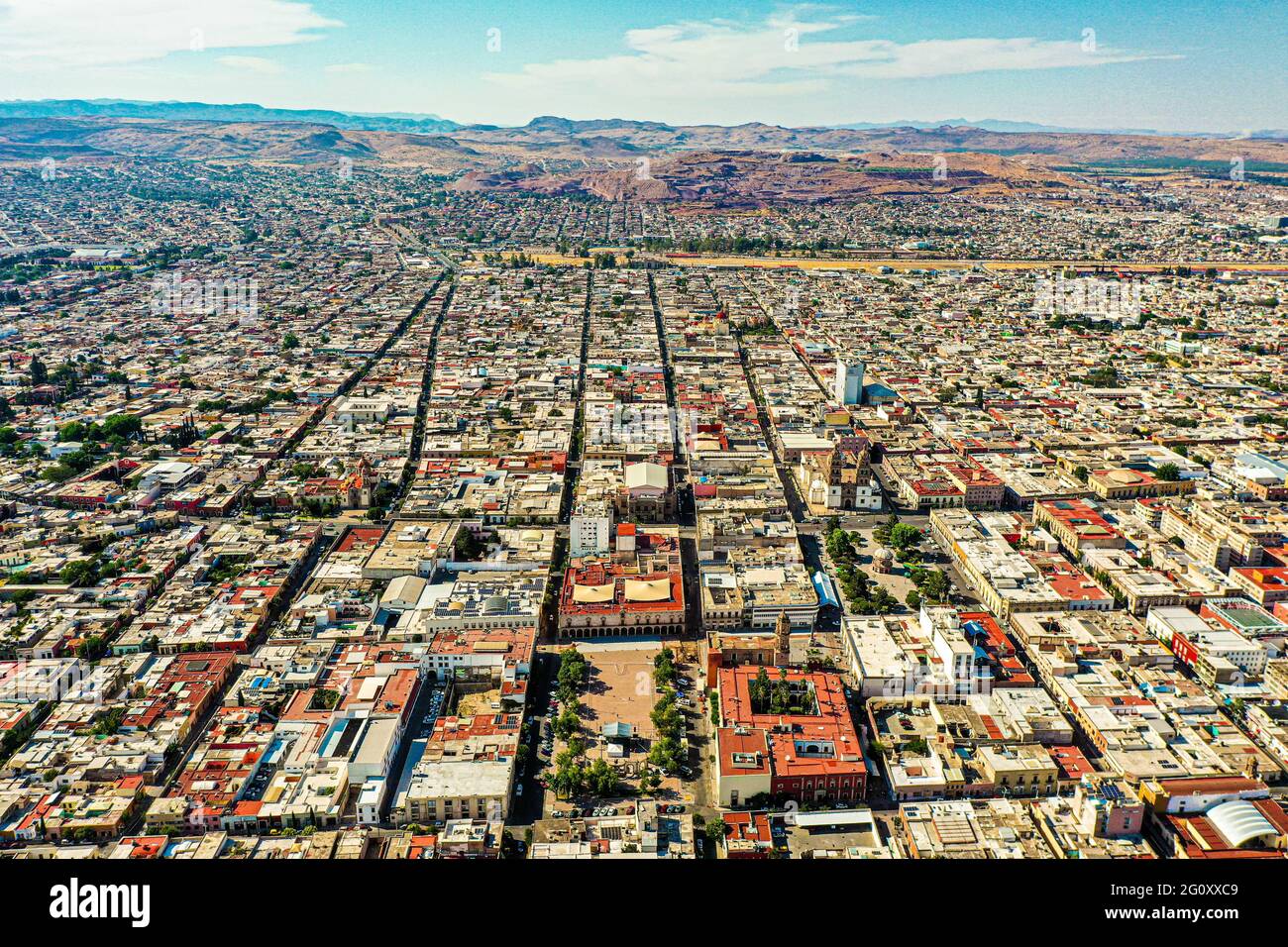Aerial landscape or aerial view of the city of Victoria de Durango in Durango, Mexico ... (© Photo: Luis Gutierrez NortePhoto.com)  Paisaje aéreo o vista aérea de la ciudad Victoria de Durango en Durango, Mexico... (© Photo: Luis Gutierrez NortePhoto.com) Stock Photo