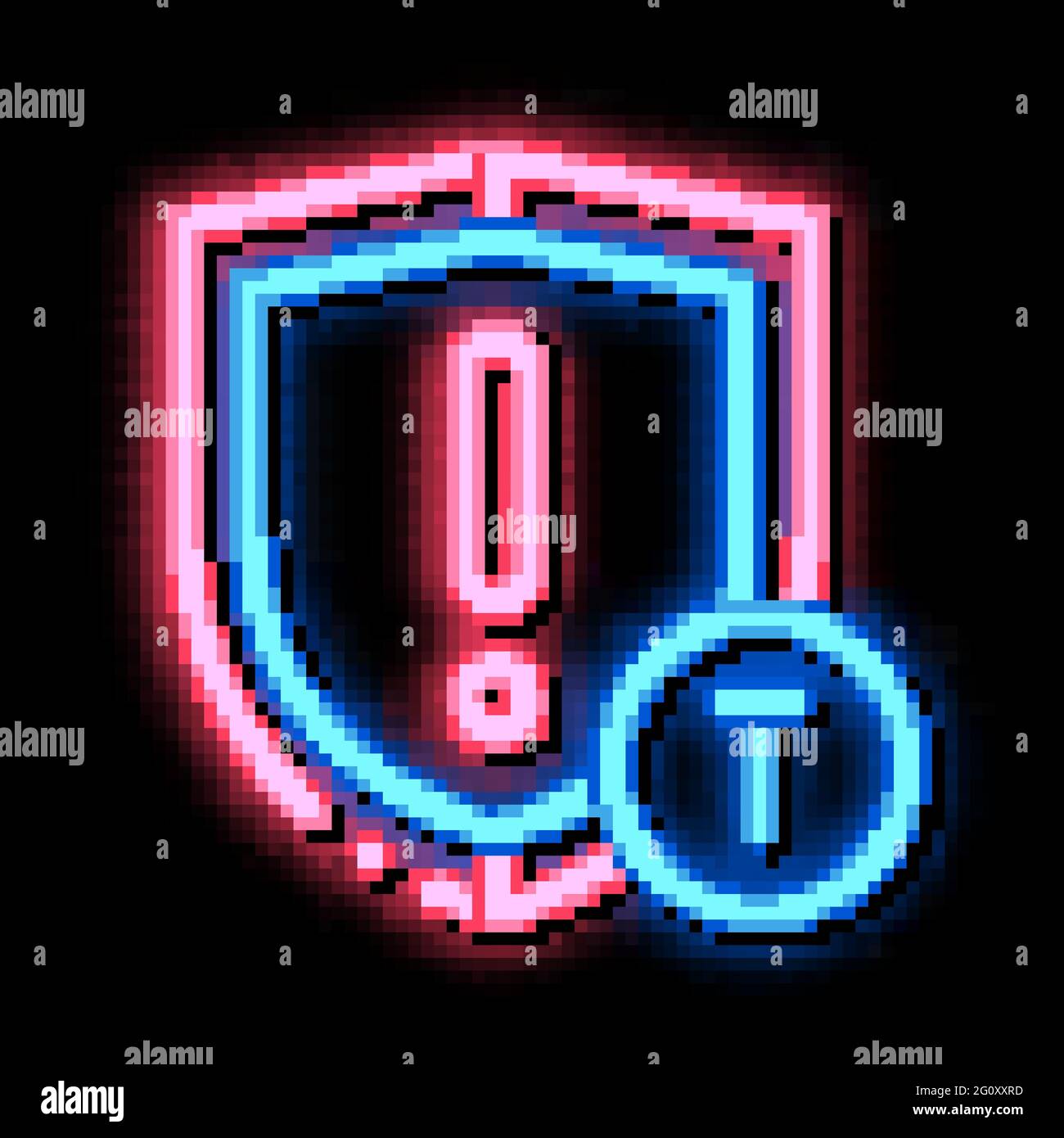 Cautionary Shield neon glow icon illustration Stock Vector