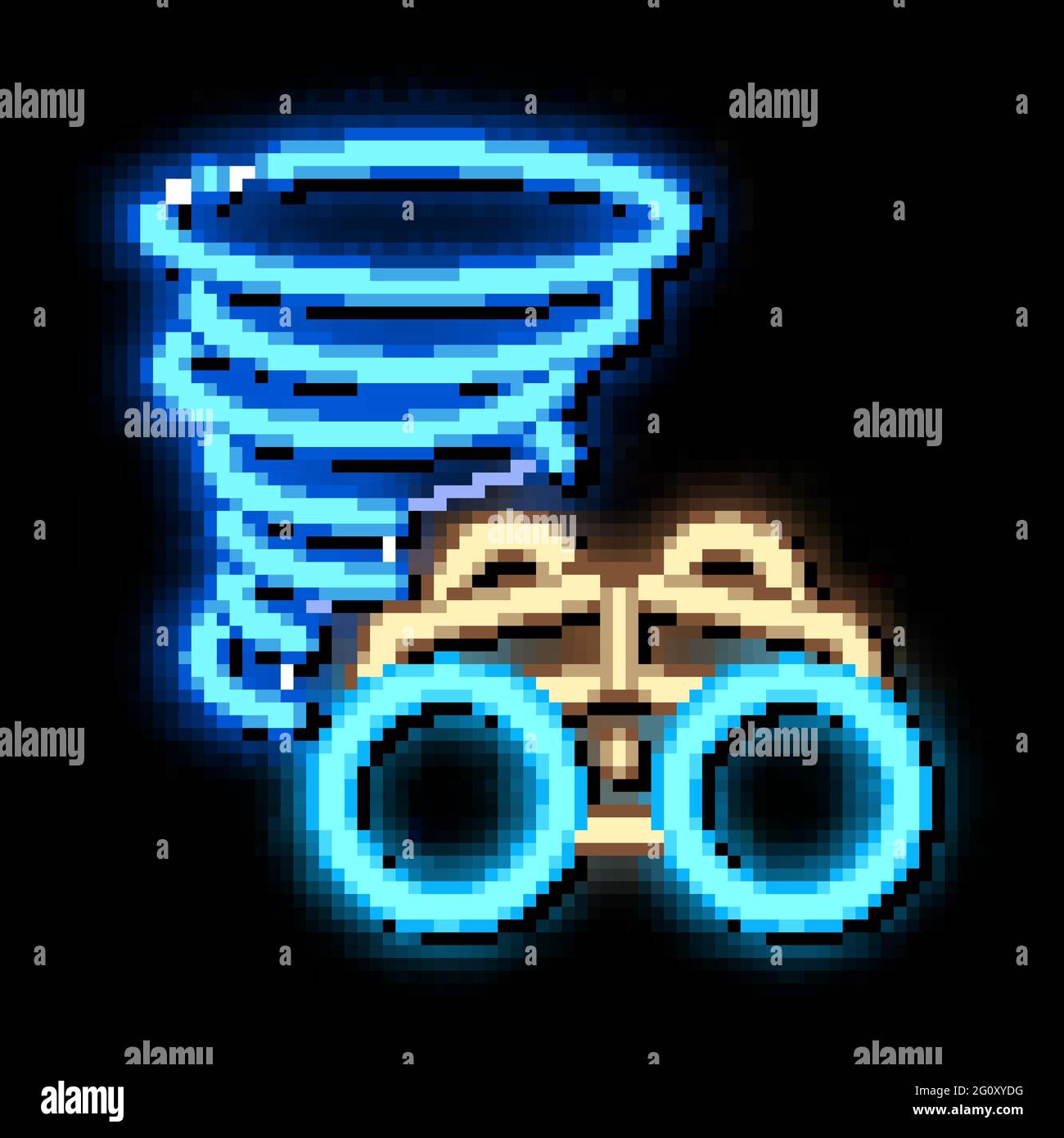 Binocular Tornado neon glow icon illustration Stock Vector