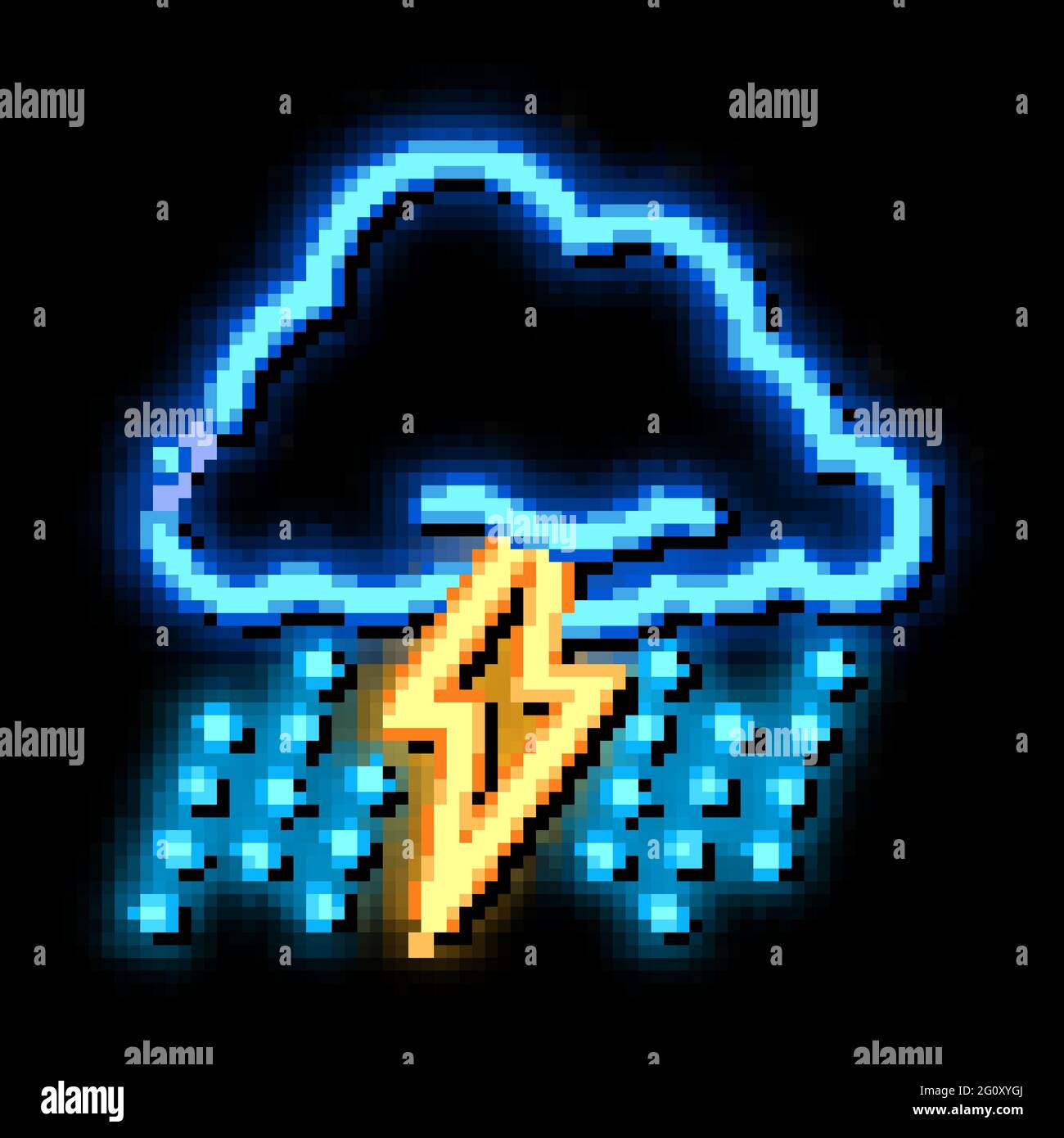 Rain Lightning neon glow icon illustration Stock Vector