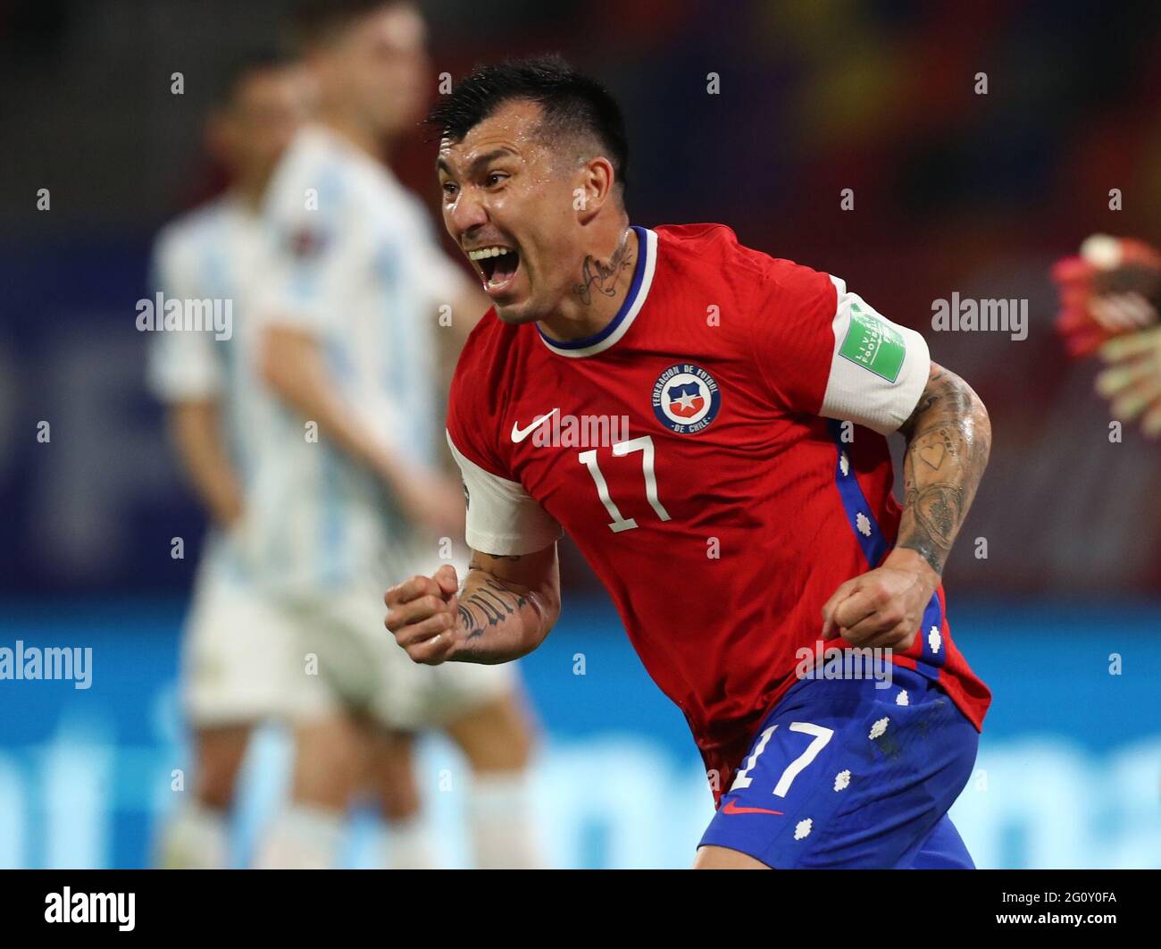 Chile's Gary Medel celebrates with Chile's Alexis Sanchez (without shirt)  after defeating Argentina to win the Copa America 2015 final soccer match  at the National Stadium in Santiago, Chile, July 4, 2015.