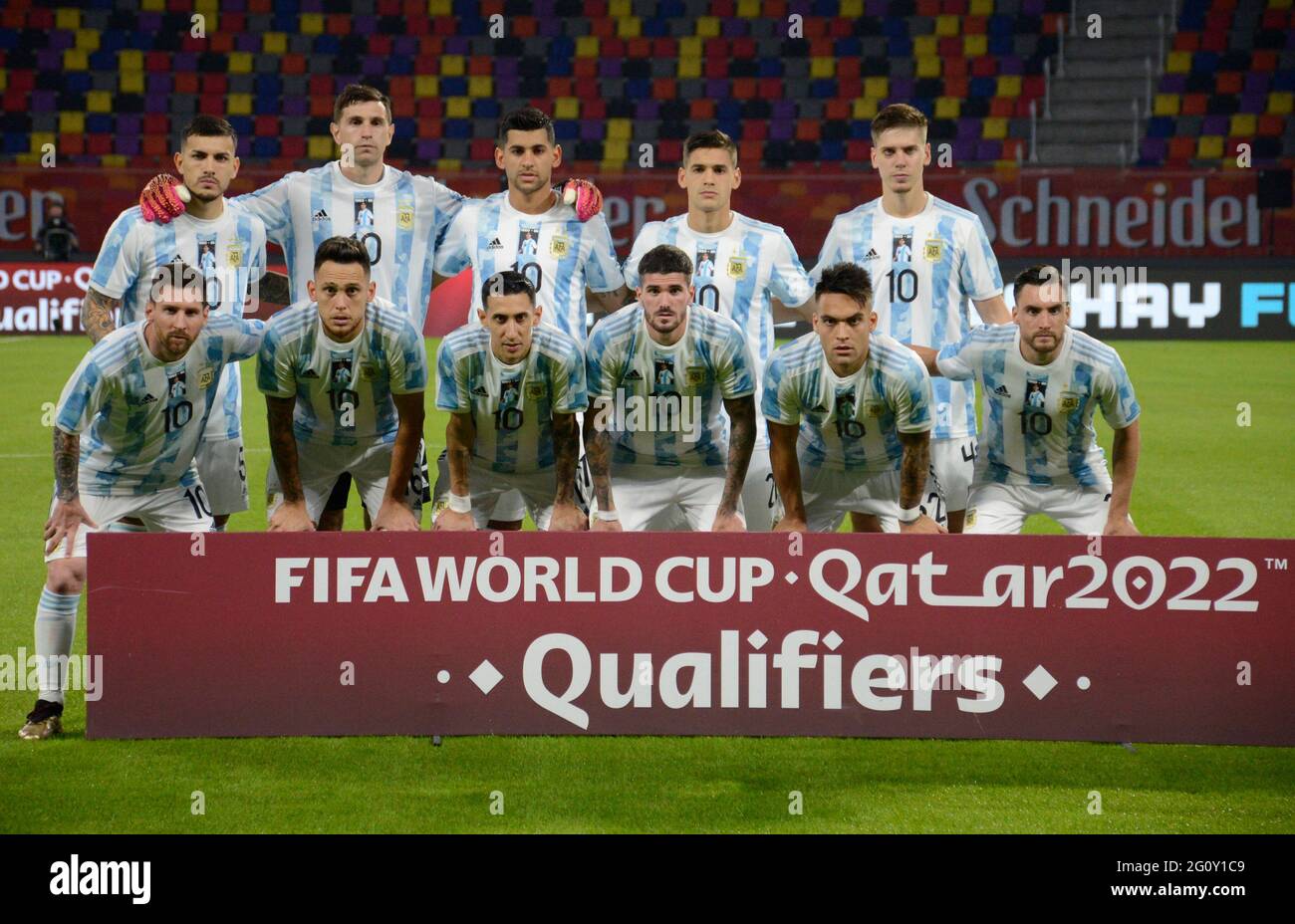 Santiago del Estero, Argentina. 3rd June 2021; Estadio &#xda;nico de Santiago del Estero, Santiago del Estero, Argentina; World Cup football qualification, Argentina versus Chile; Players of Argentina pose for official team photo Credit: Action Plus Sports Images/Alamy Live News Stock Photo