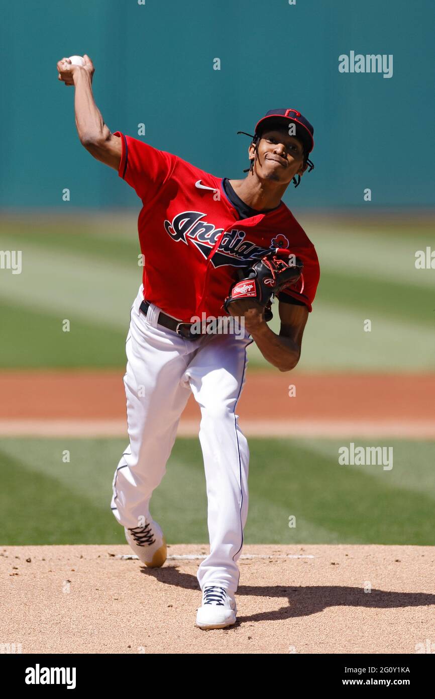 CLEVELAND, OH - APRIL 25: Triston McKenzie (24) of the Cleveland