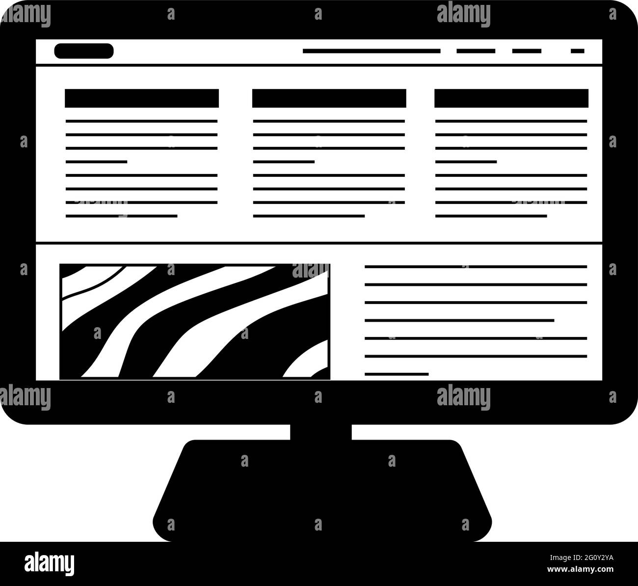 This is a illustration of site screen view with PC Stock Vector