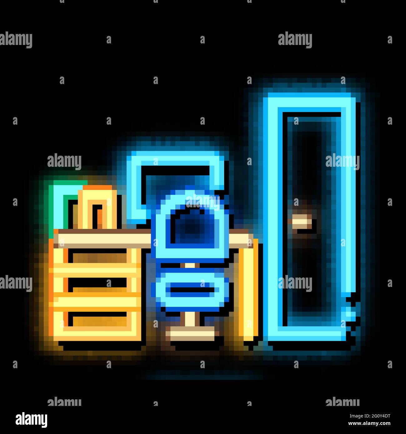 Workplace Rooms neon glow icon illustration Stock Vector Image & Art ...