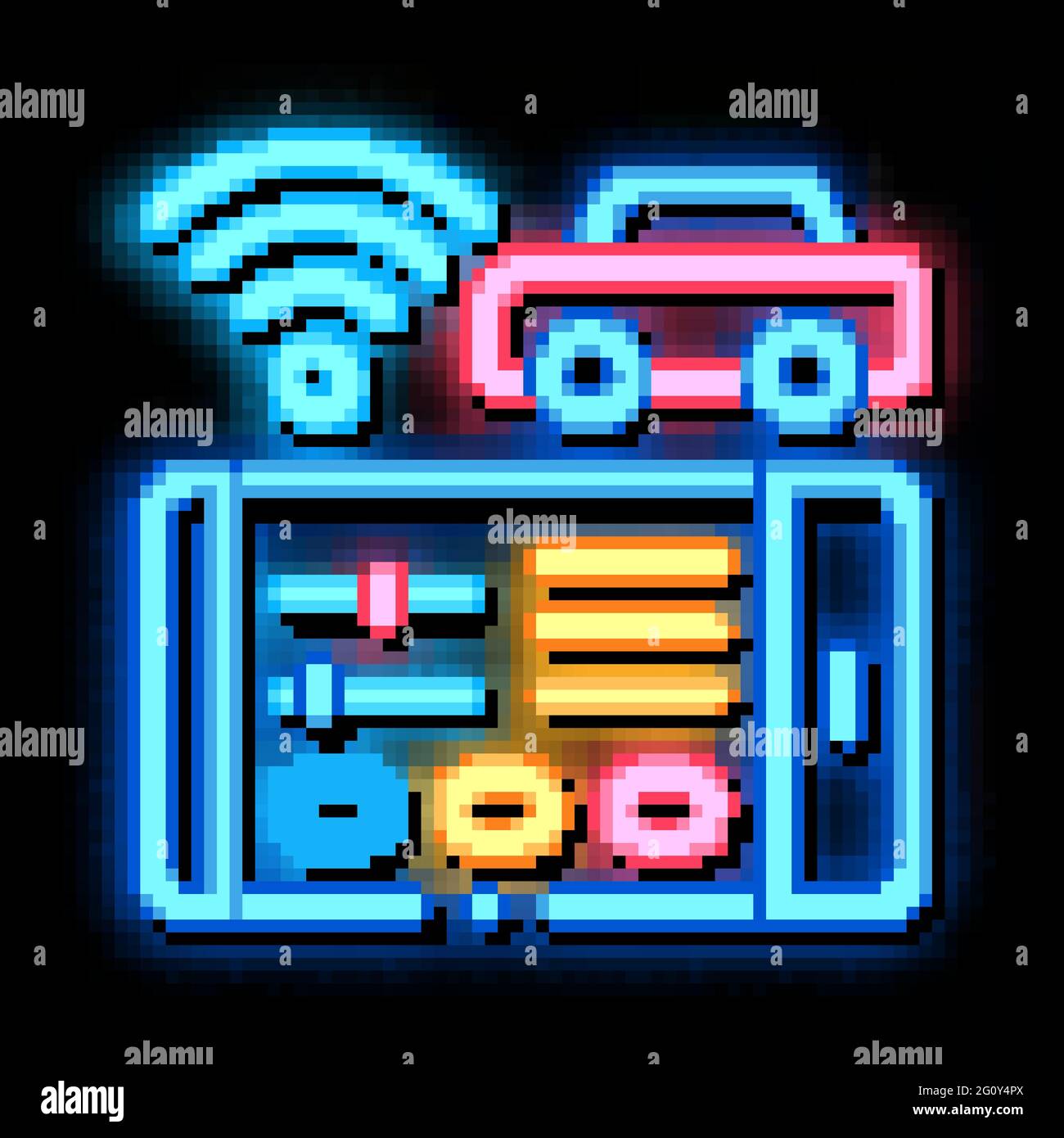 Geolocation Machines via Wi-Fi neon glow icon illustration Stock Vector ...