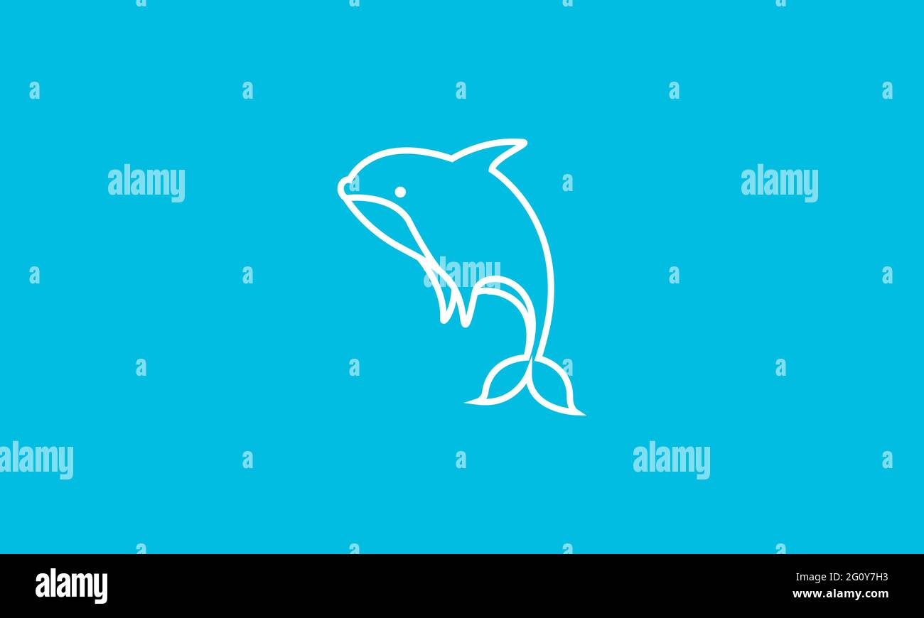 cute cartoon orca whale lines logo symbol vector icon illustration graphic design Stock Vector