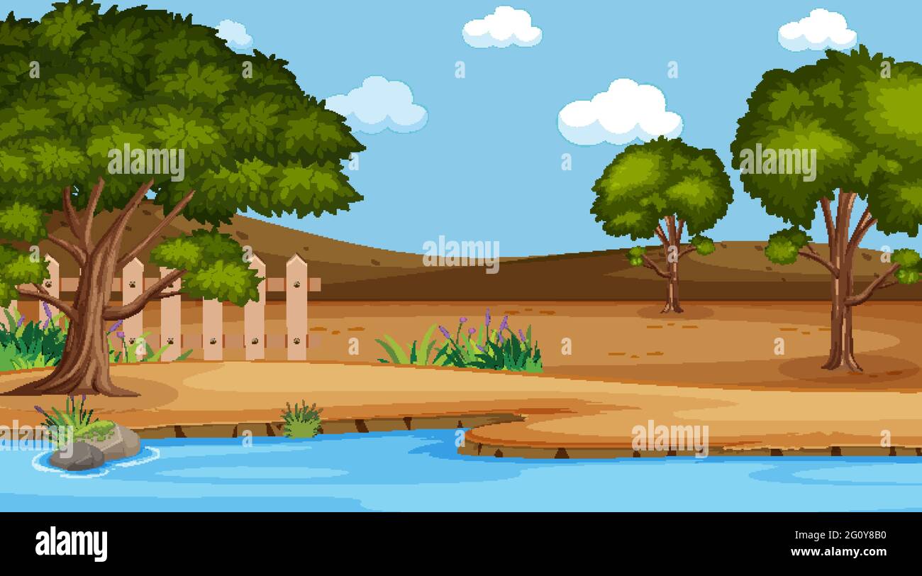 Blank landscape in nature park scene illustration Stock Vector Image ...