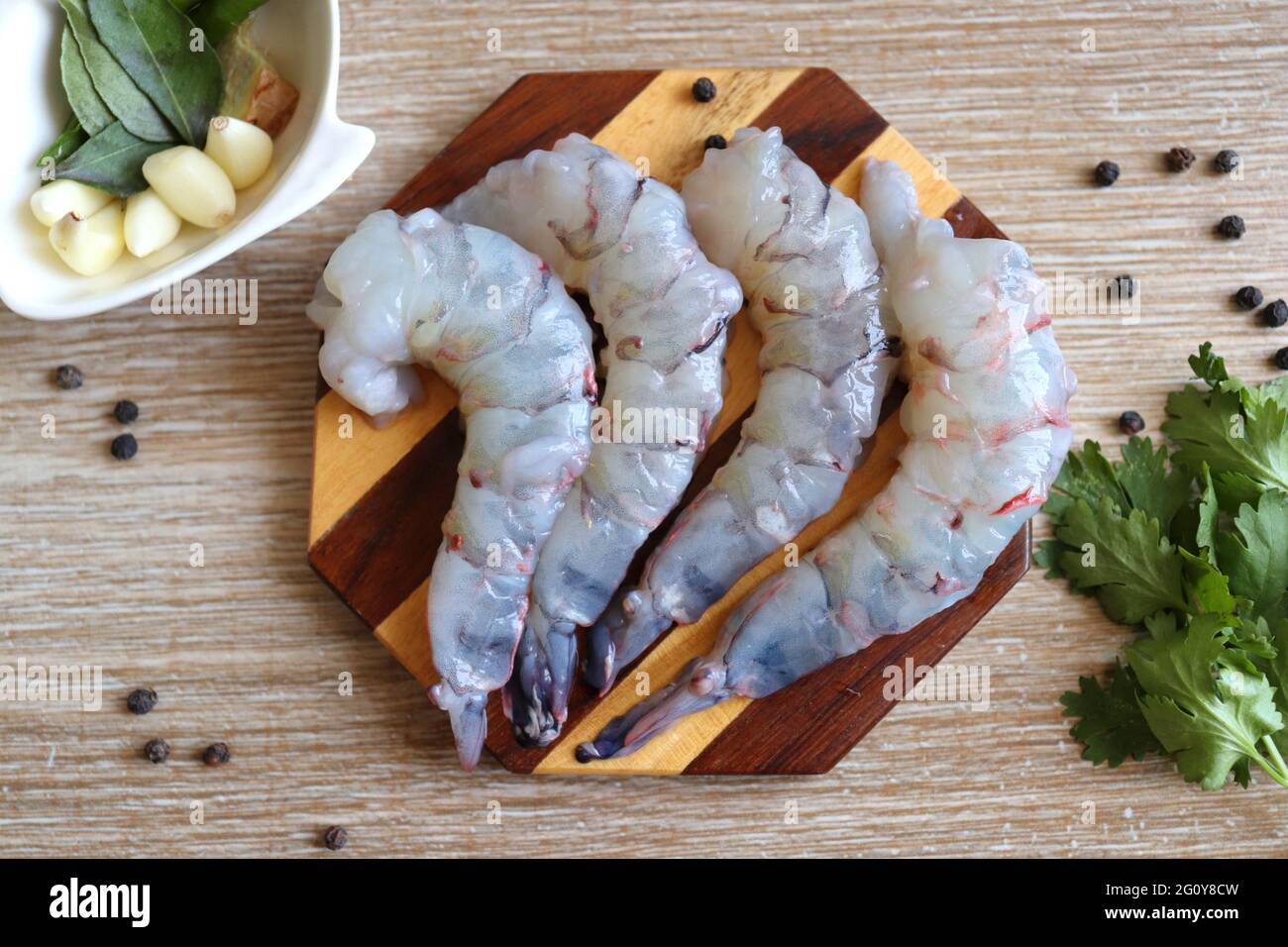 Cleaned Peeled Deveined Tiger Prawns Or Asian Tiger Shrimps Also Known As Kolambi Or Bagda Chingri Recipe Ingredients With Copy Sapce Stock Photo Alamy