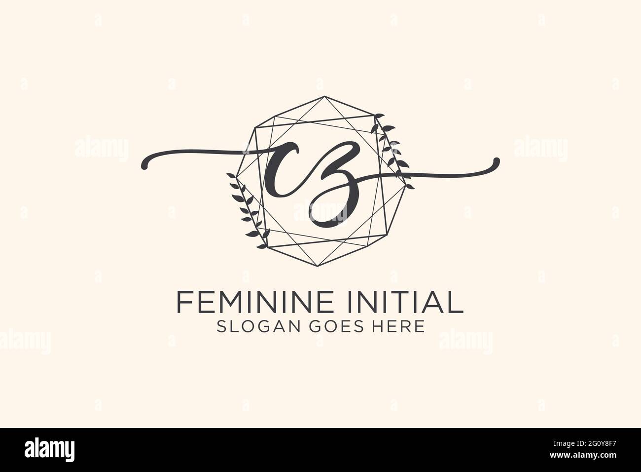 CZ beauty monogram and elegant logo design handwriting logo of initial ...