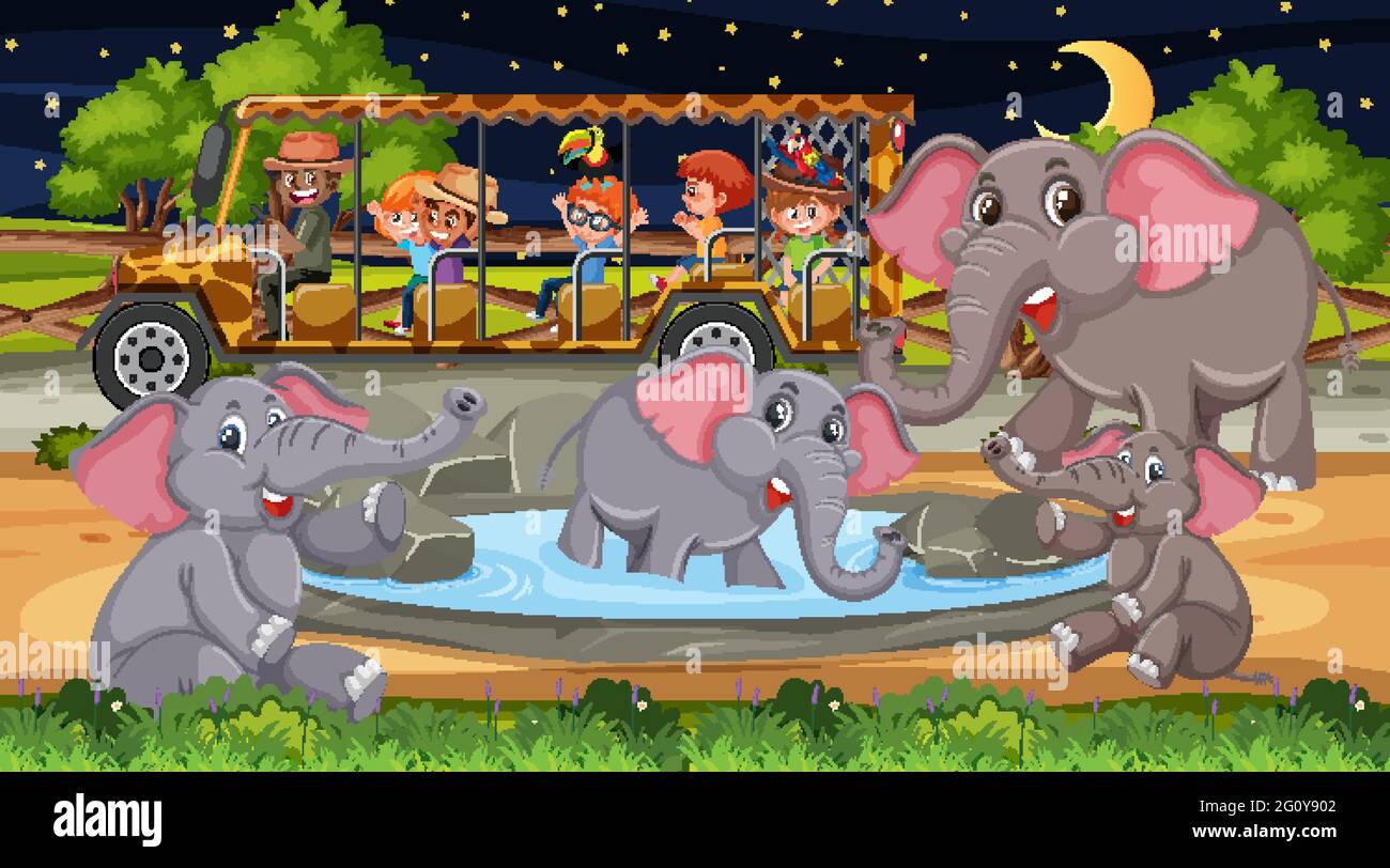 Zoo Cartoon Illustration With Safari Animals Elephant Elephant Clipart