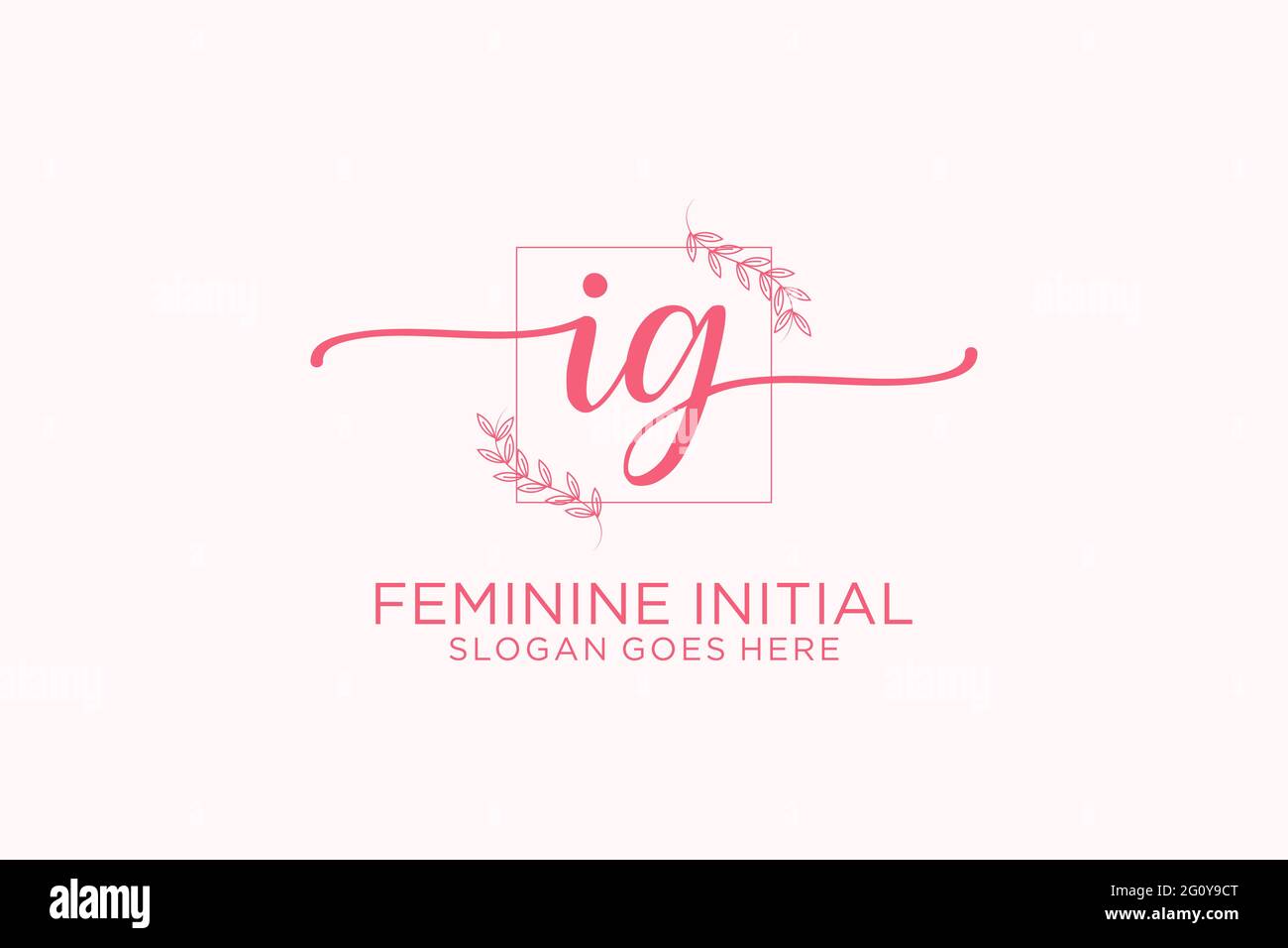 IG beauty monogram and elegant logo design handwriting logo of initial signature, wedding, fashion, floral and botanical with creative template. Stock Vector