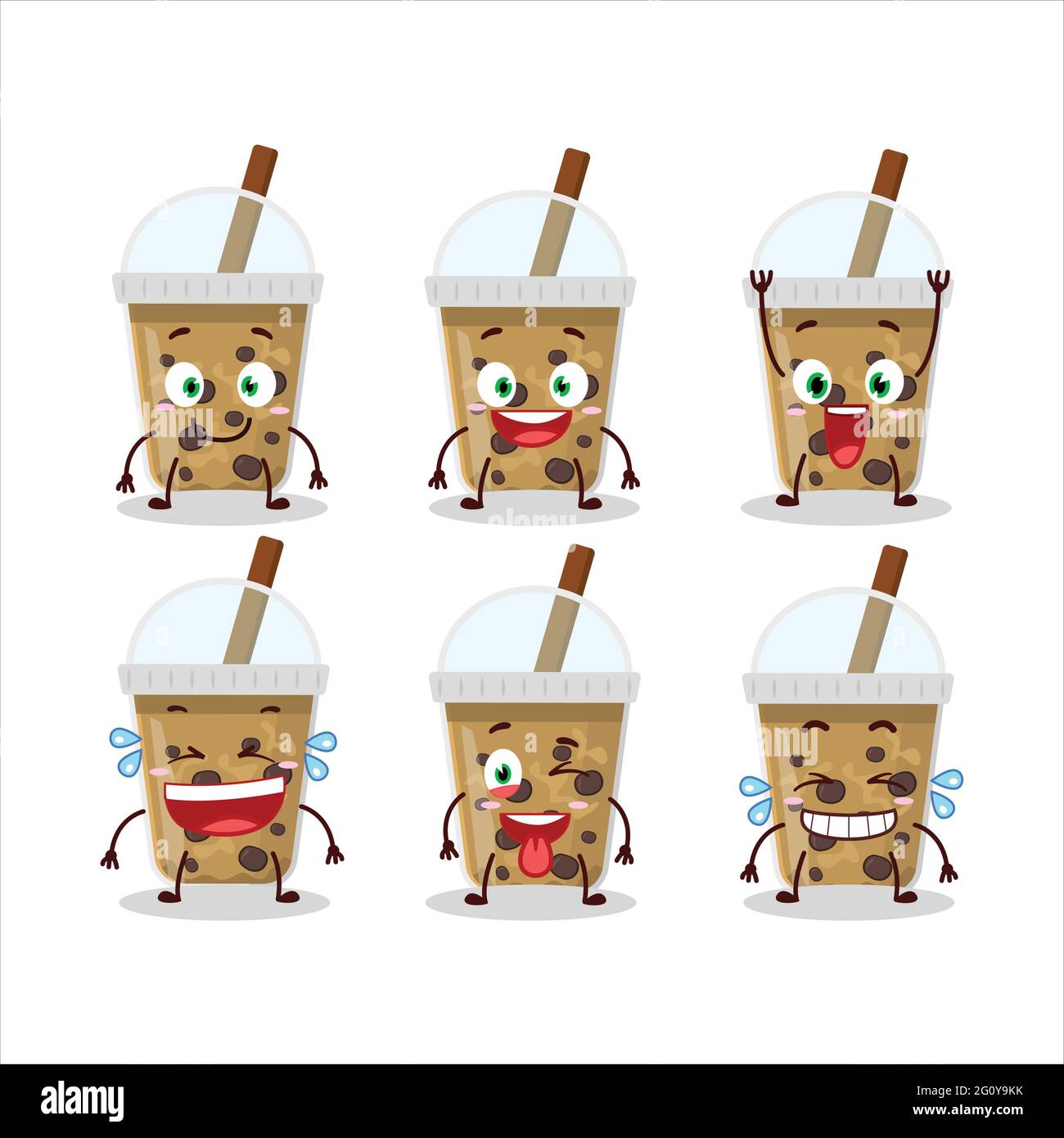 Cartoon character of chocolate coffee with boba with smile expression.  Vector illustration Stock Vector Image & Art - Alamy