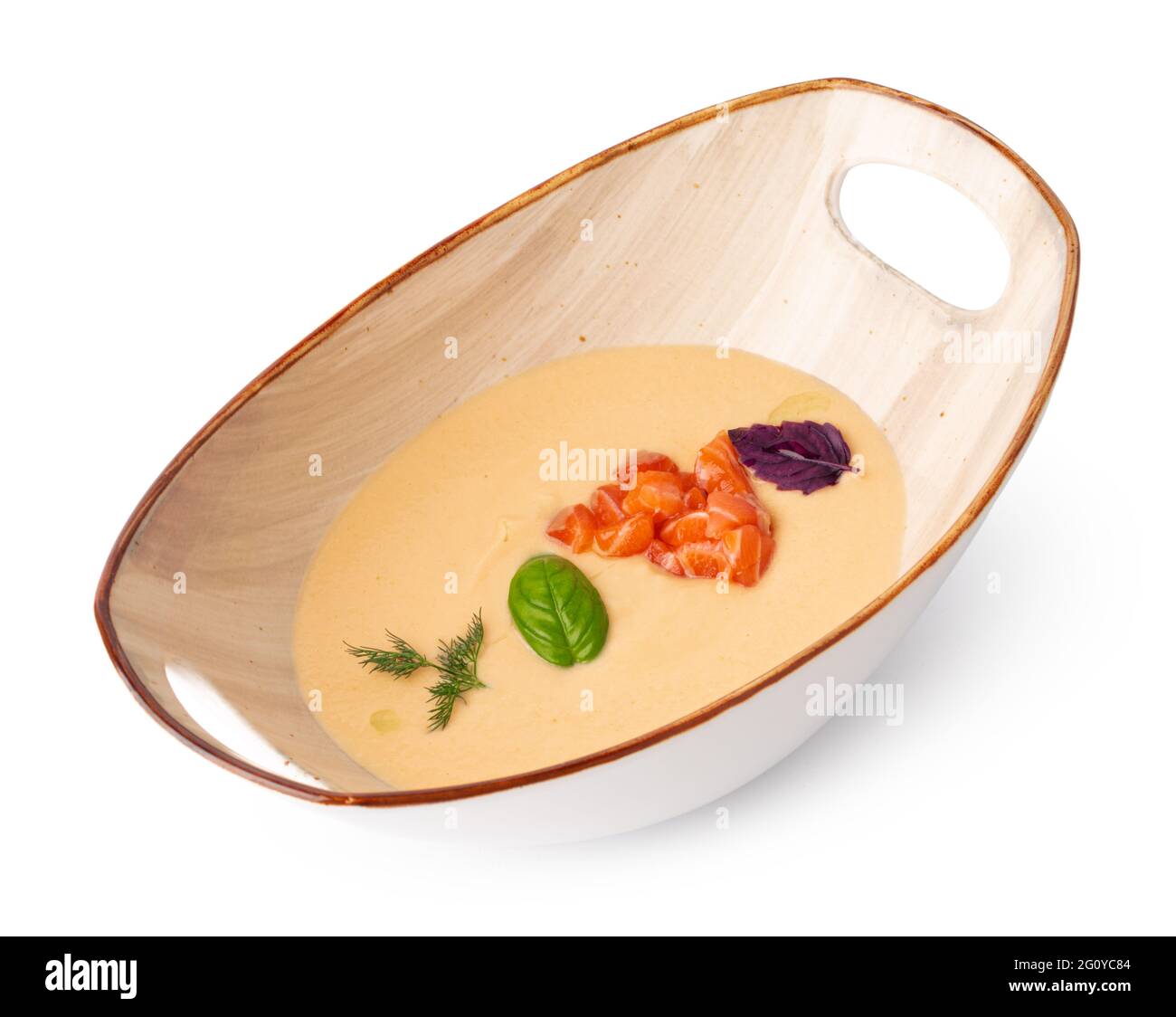 Vegetable cream soup isolated on white background Stock Photo - Alamy