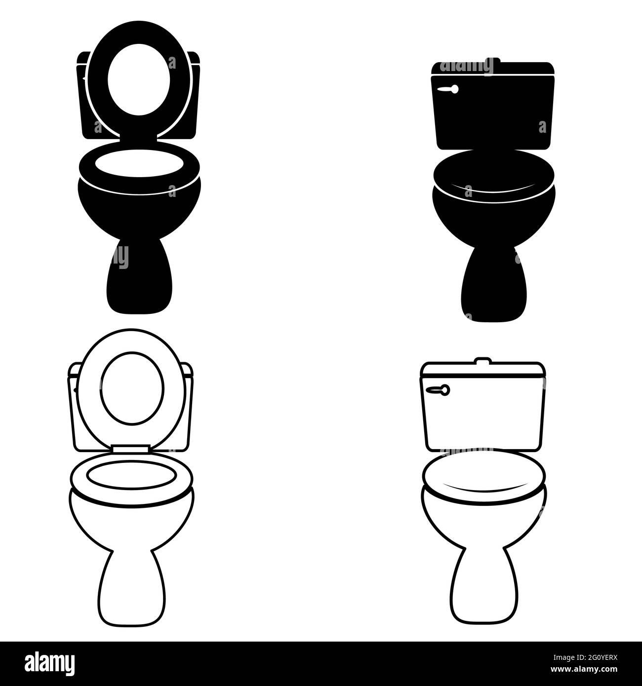 Toilet icon on white background. Toilet bowl with open and closed cover ...
