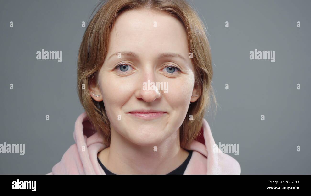 Closeup close up smiling hi-res stock photography and images - Alamy
