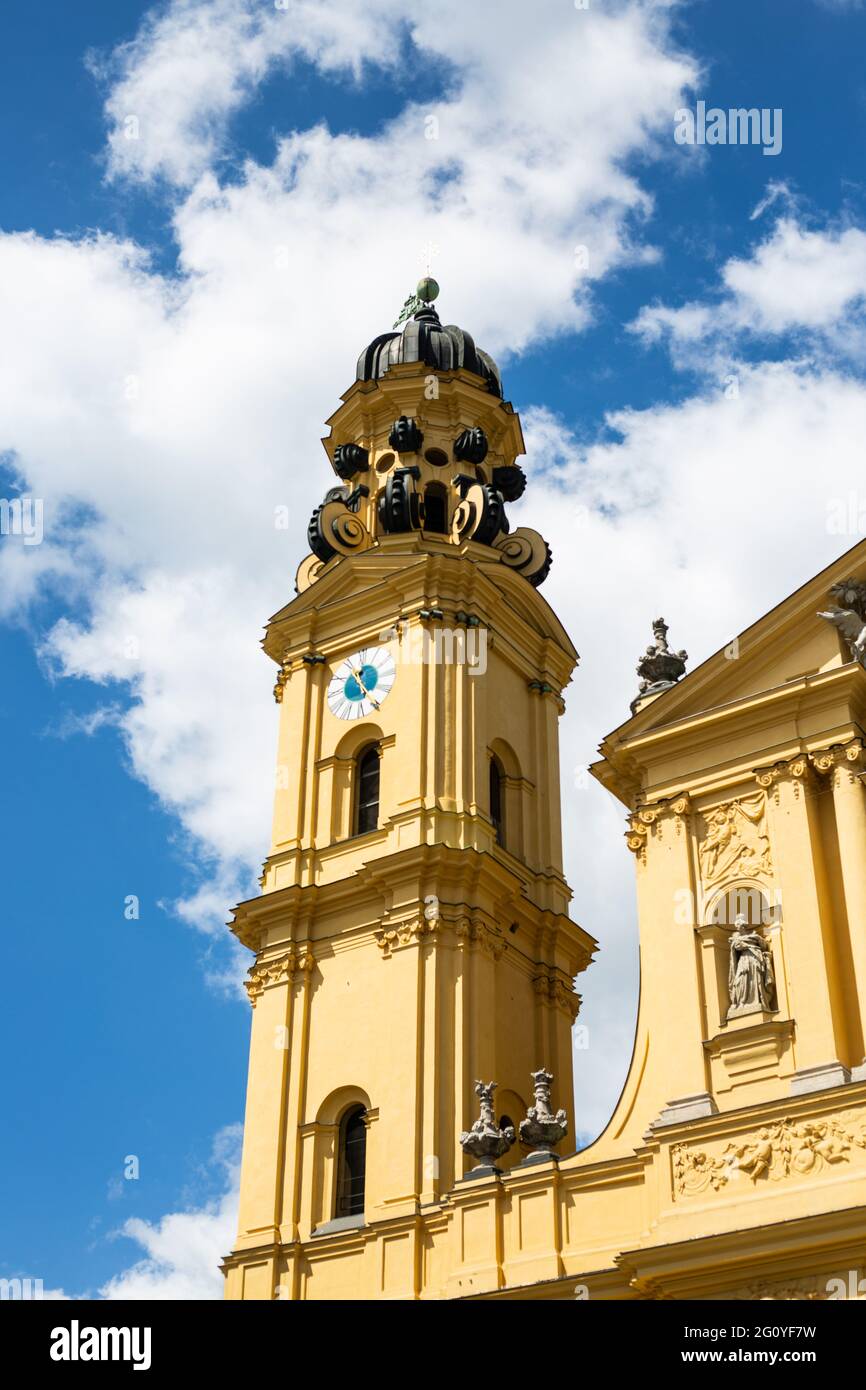 Theatiner Church in Munich, blue sky Stock Photo