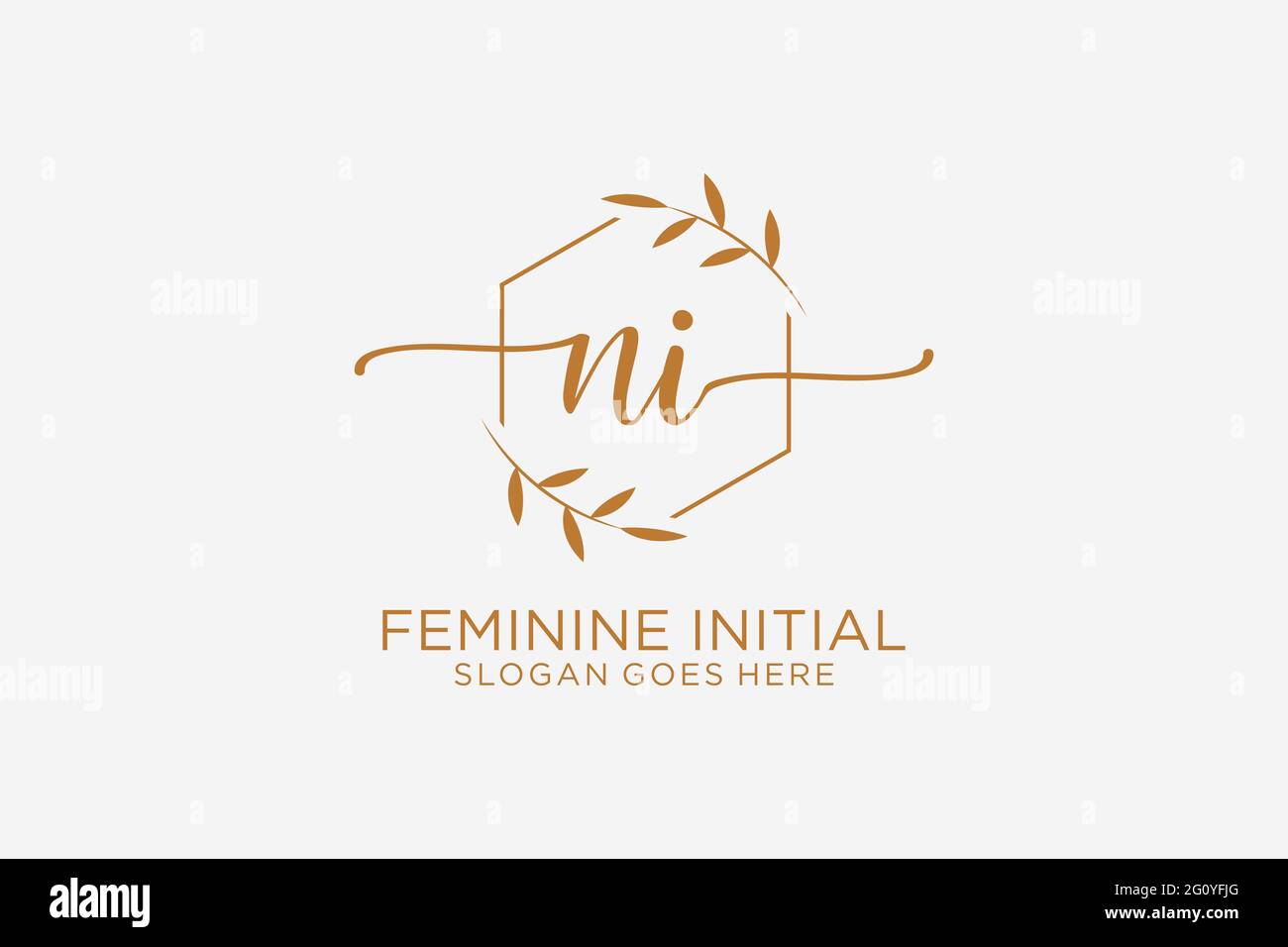 NI beauty monogram and elegant logo design handwriting logo of initial ...