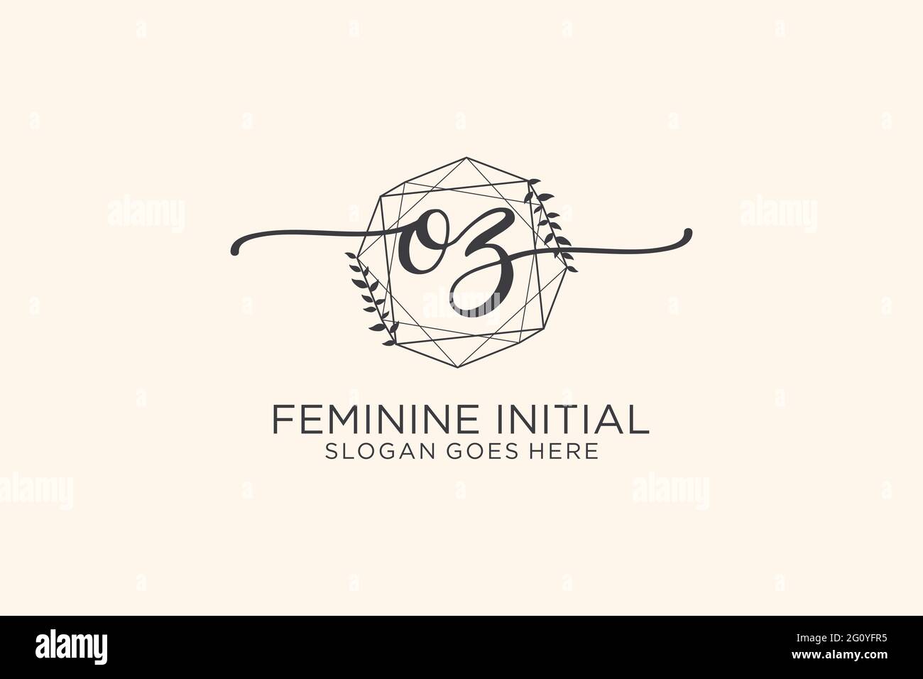OZ beauty monogram and elegant logo design handwriting logo of initial ...