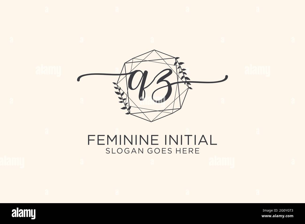 QZ beauty monogram and elegant logo design handwriting logo of initial ...