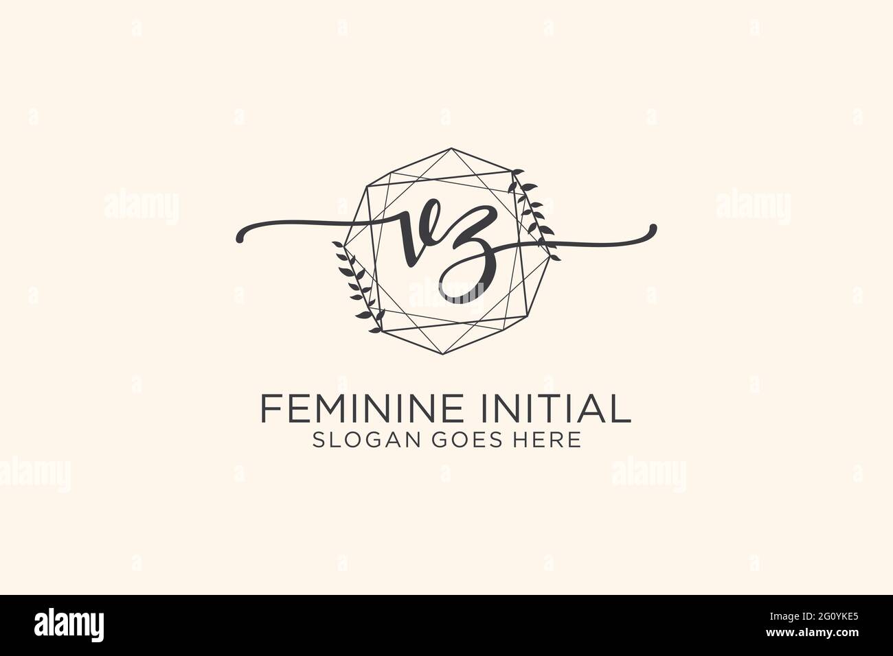 VZ beauty monogram and elegant logo design handwriting logo of initial ...