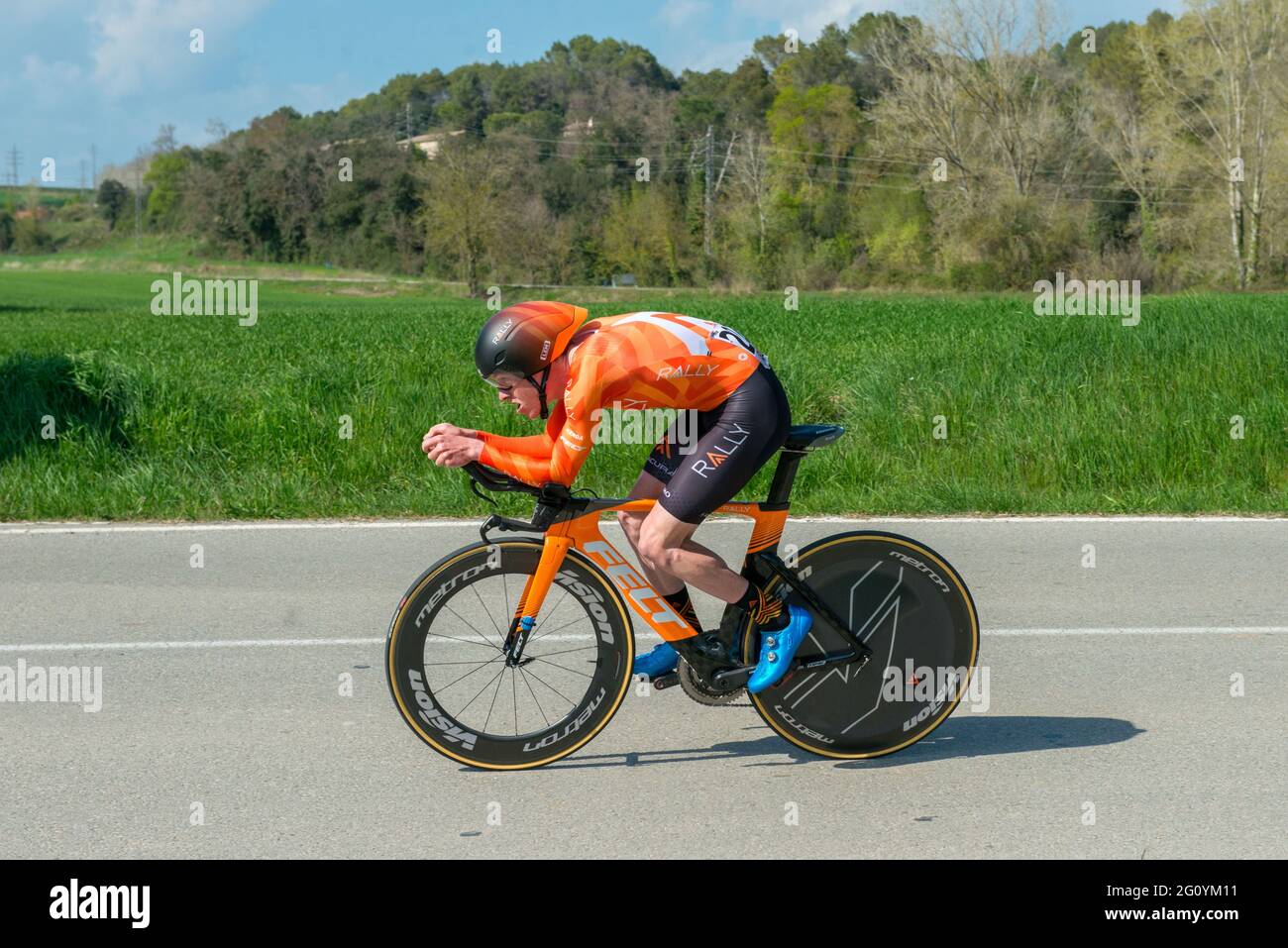 Colin Joyce (Rally Cycling team) seen in action during an individual time  trial.The Tour of Catalonia Cycling 2021 took place from March 22 to March  28, 2021. The second stage on March