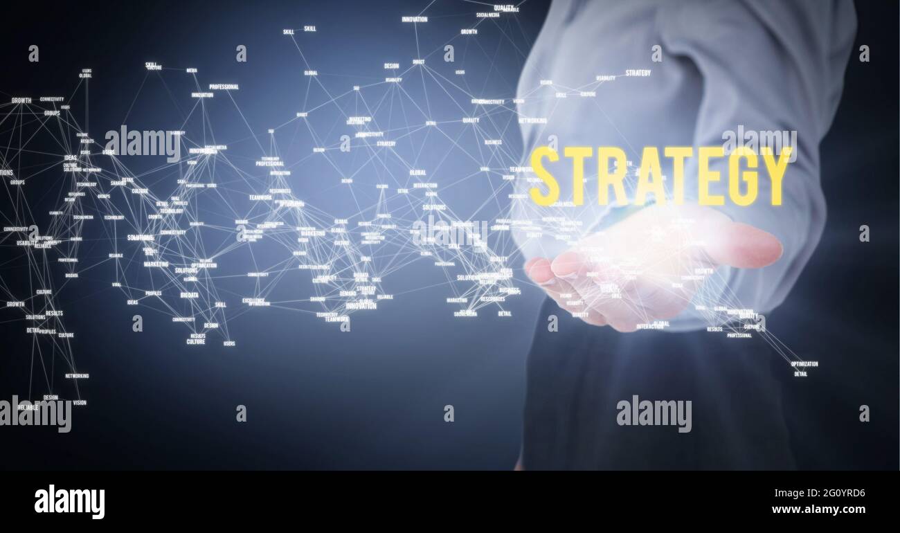 Compostion of network of connections over caucasian businessman Stock ...