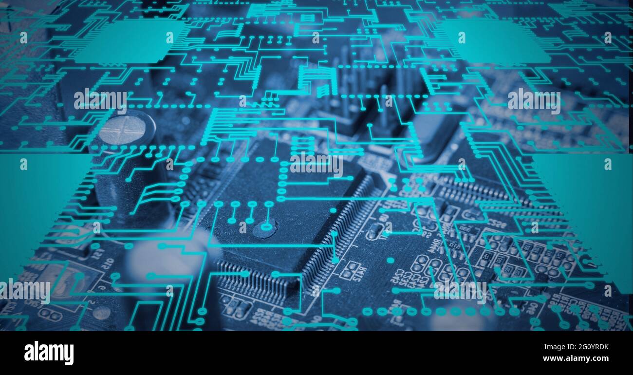 Composition of computer processors and circuit board Stock Photo - Alamy