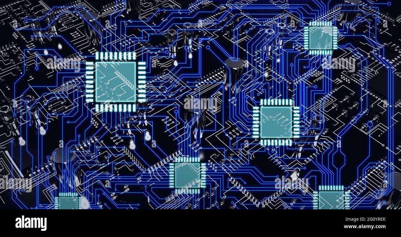 Composition of computer processors and circuit board Stock Photo - Alamy