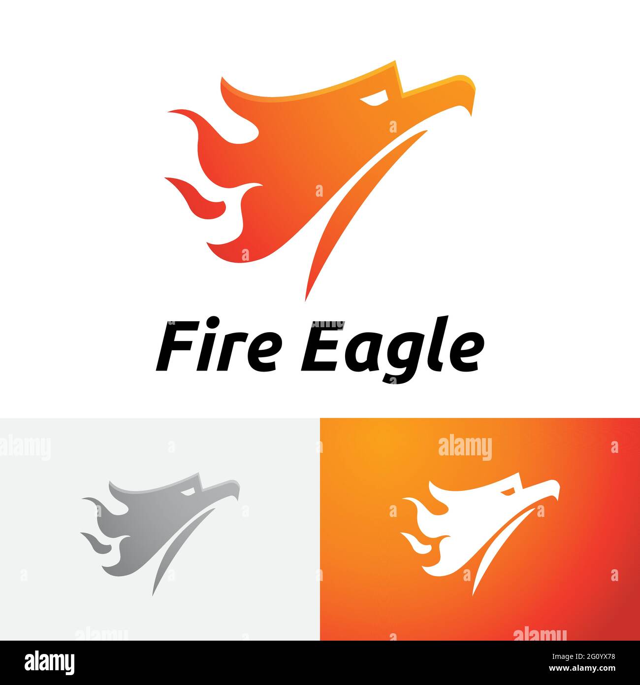 Fire Flame Eagle Falcon Phoenix Bird Flying Logo Stock Vector