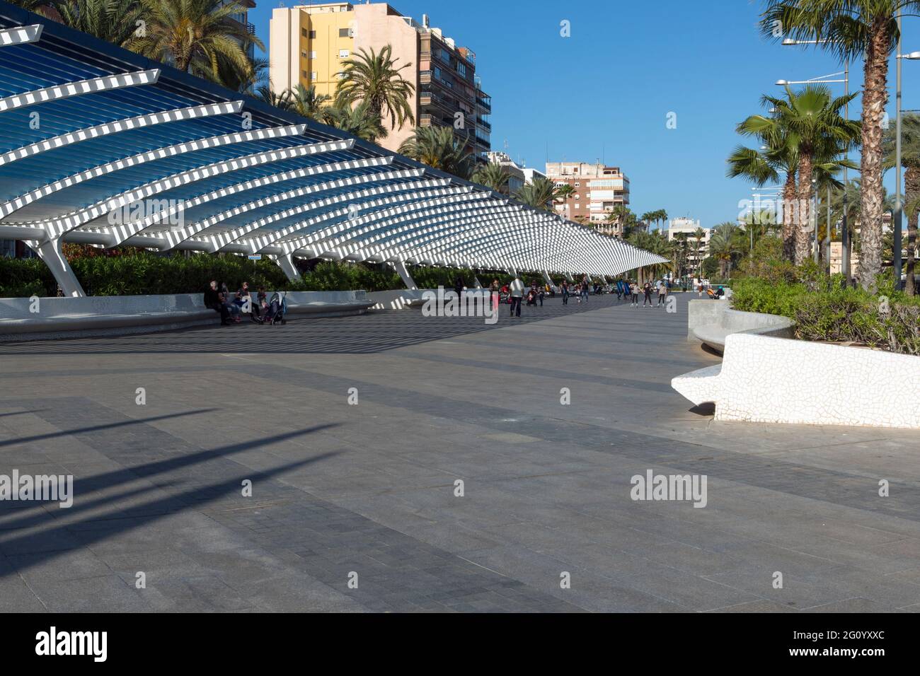 05-10-2021. Torrevieja, Alicante, Spain. The Paseo Vista Alegre is located next to the Torrevieja Nautical Club and is a very popular tourist area. It Stock Photo