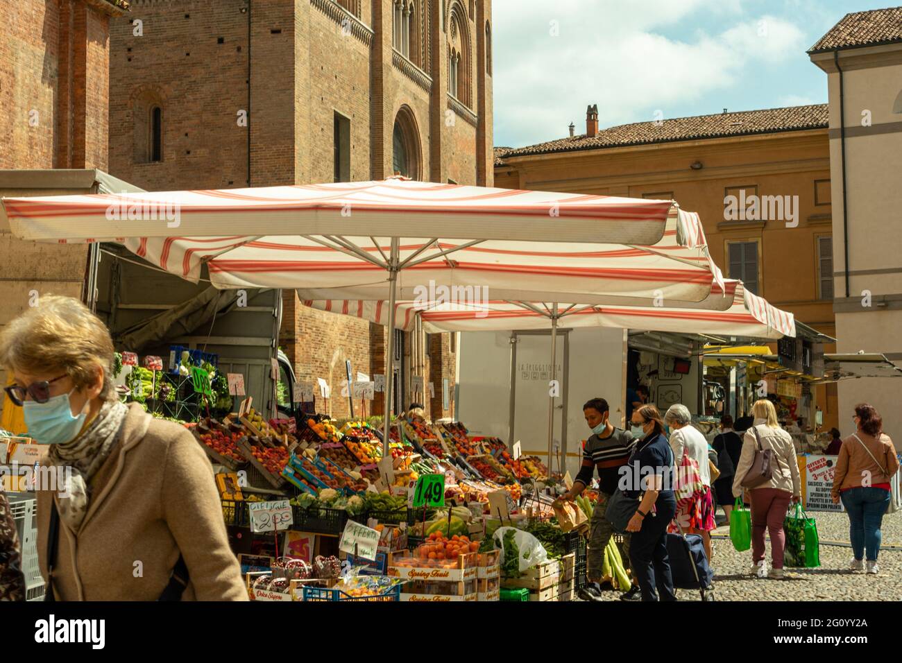 CREMONA, ITALY May 26, 2021 Cremona, Italy Street market in the