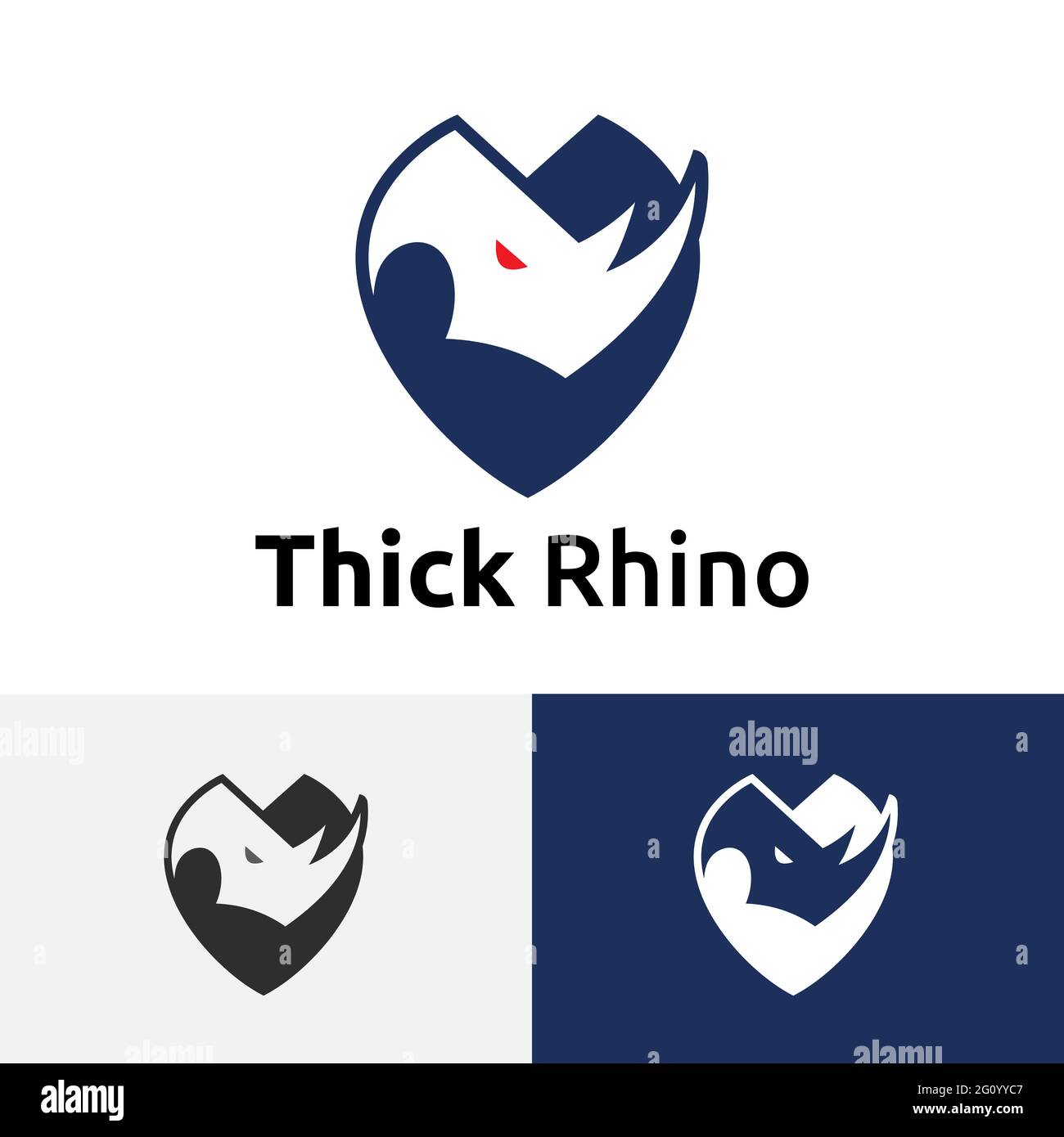 Thick Skinned Rhino Rhinoceros Strong Shield Logo Stock Vector