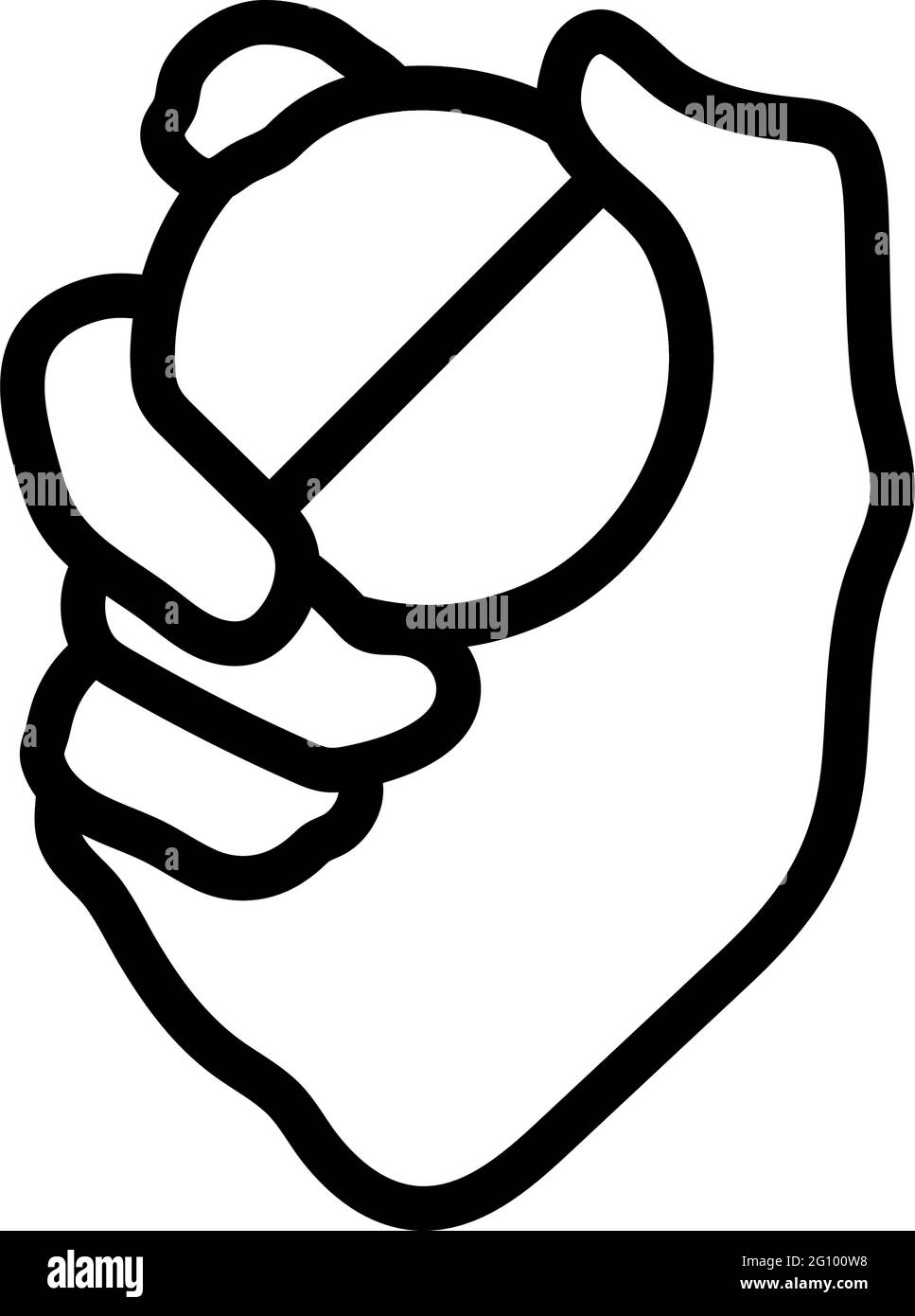 Hand Holding Cricket Ball Icon. Editable Bold Outline Design. Vector Illustration. Stock Vector