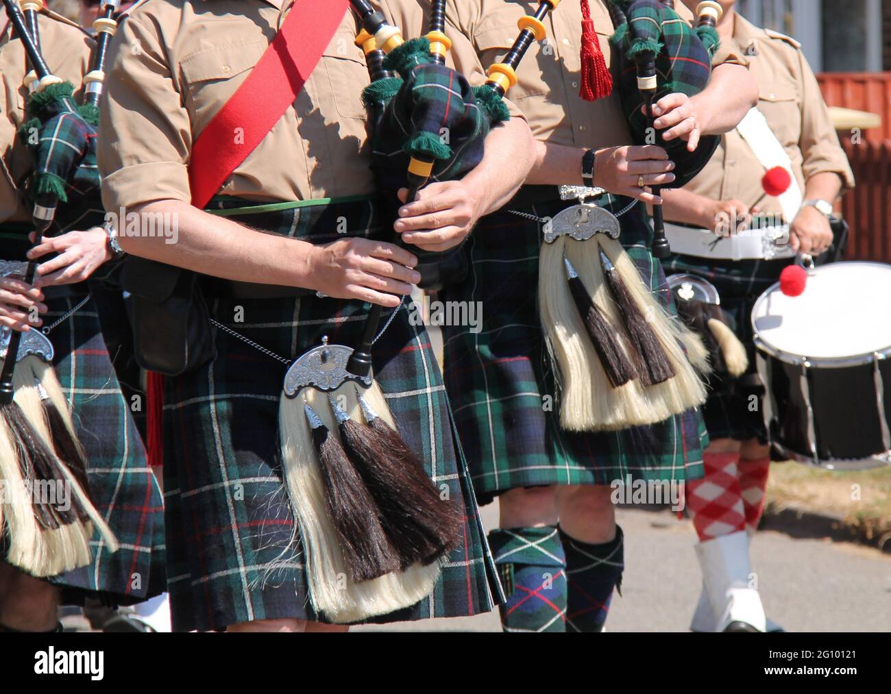 The Pipes and Drums of a Traditional Scottish Band Stock Photo Alamy