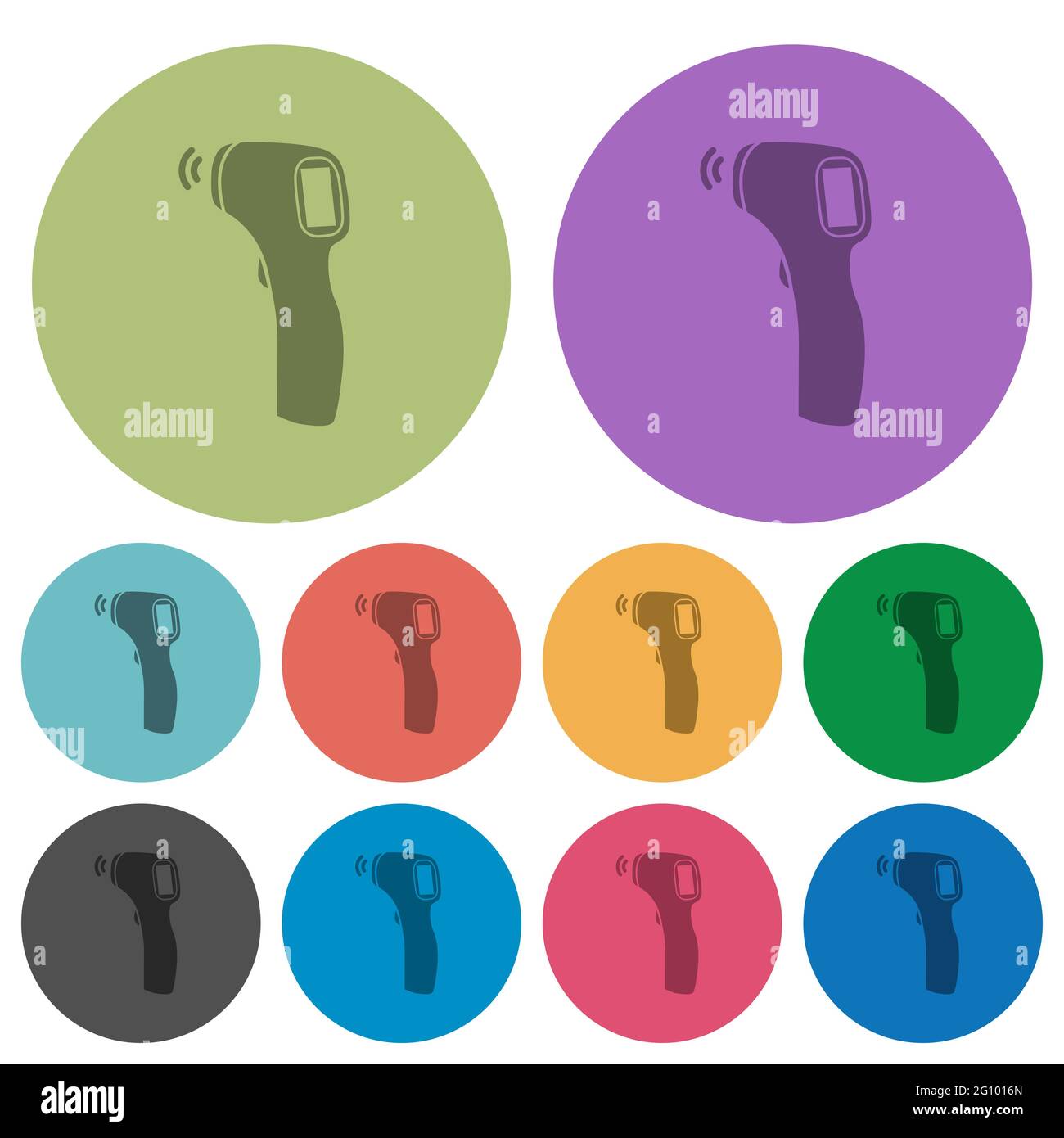 Contactless thermometer darker flat icons on color round background ...