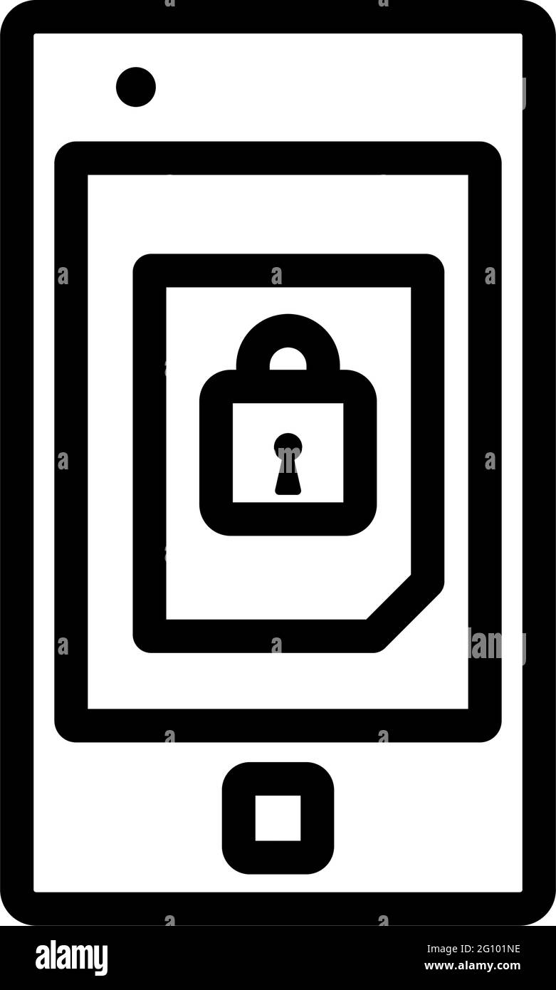 Mobile Security Icon. Editable Bold Outline Design. Vector Illustration ...