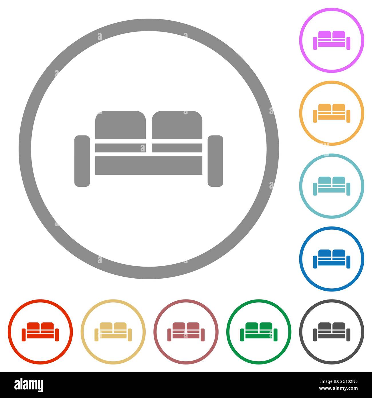 Sofa flat color icons in round outlines on white background Stock ...
