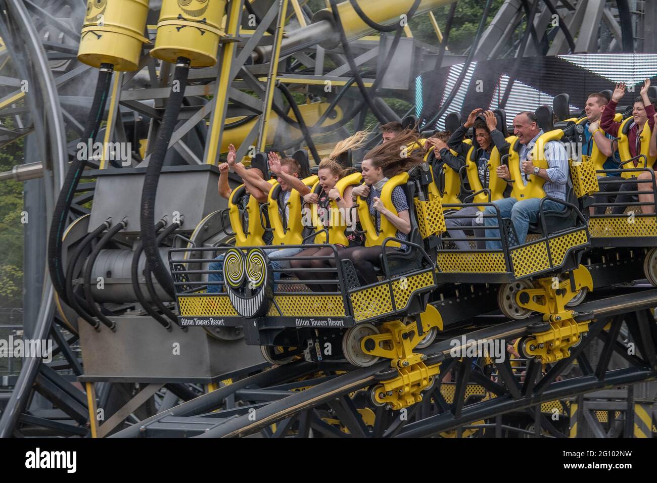 The Smiler World Record Breaking 14 Inversion Rollercoaster at Alton Towers England Stock Photo