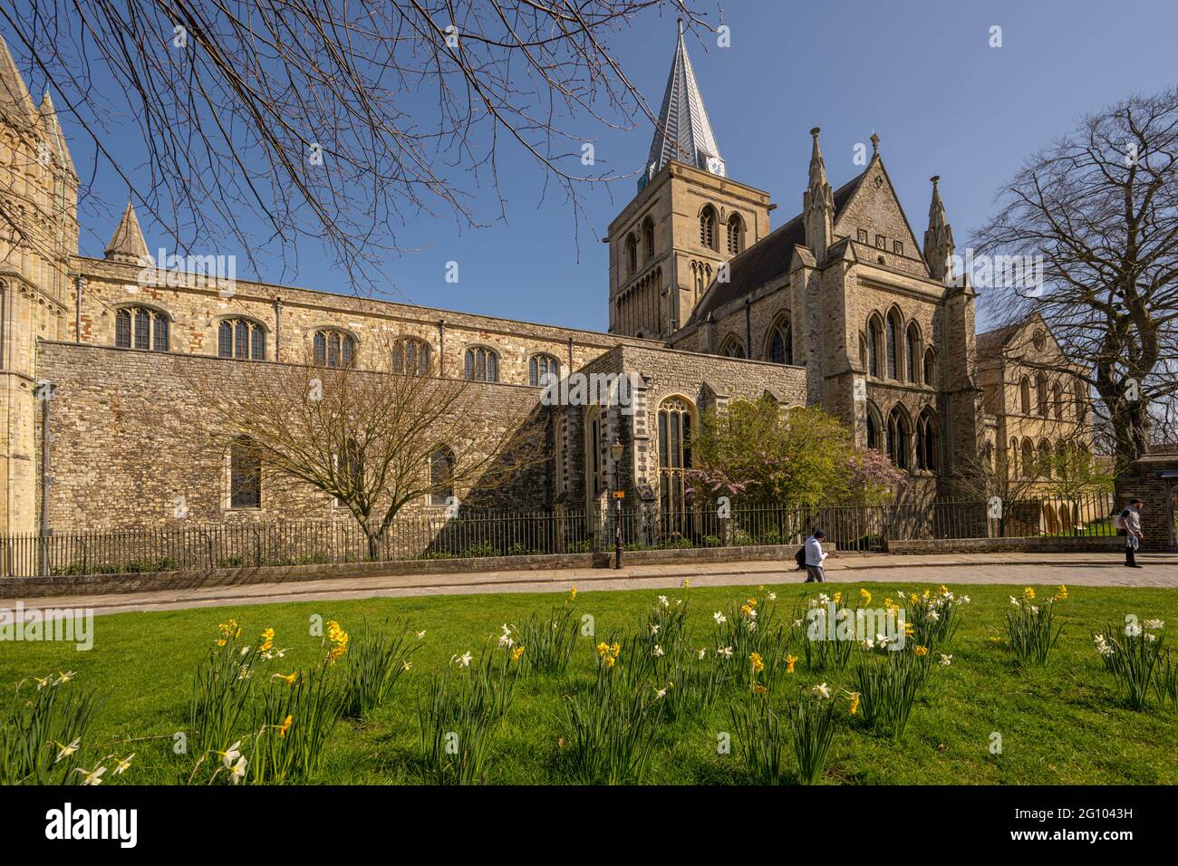 The South side of Rochester Cathedral Rochester Kent Stock Photo