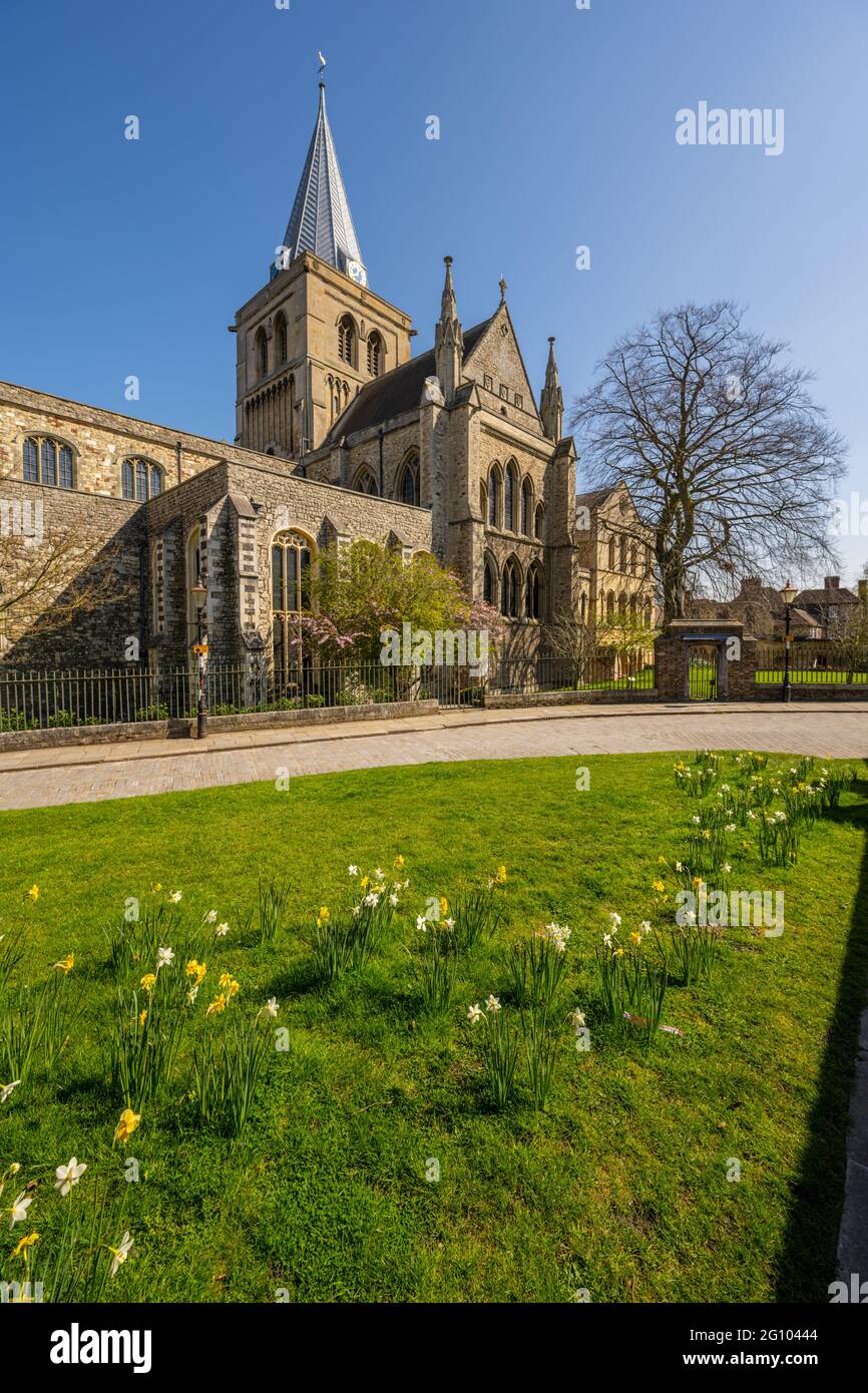 The South side of Rochester Cathedral Rochester Kent Stock Photo