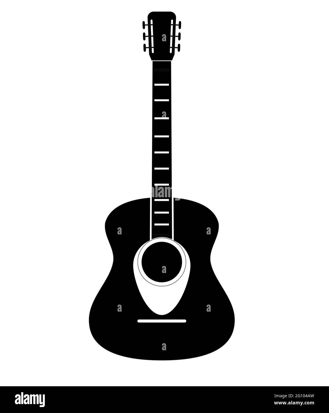 acoustic guitar vector isolated and in black and white. Stock Vector