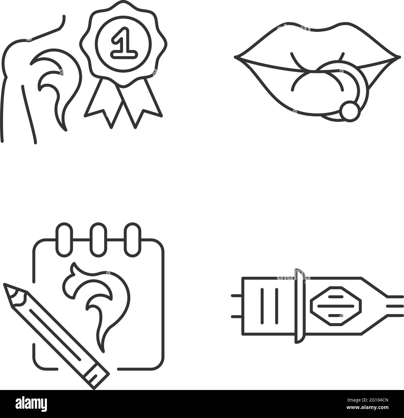 Tattoo and piercing salon linear icons set Stock Vector Image & Art - Alamy
